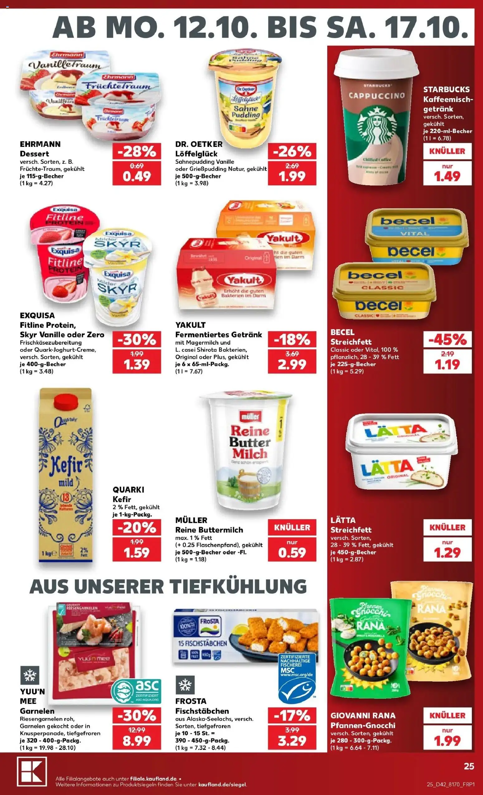 Prospekt Kaufland ab 12.10.2026 » Angebote Online zum Blättern | Seite: 29 | Produkte: Becel, Starbucks, Exquisa, Fischstabchen
