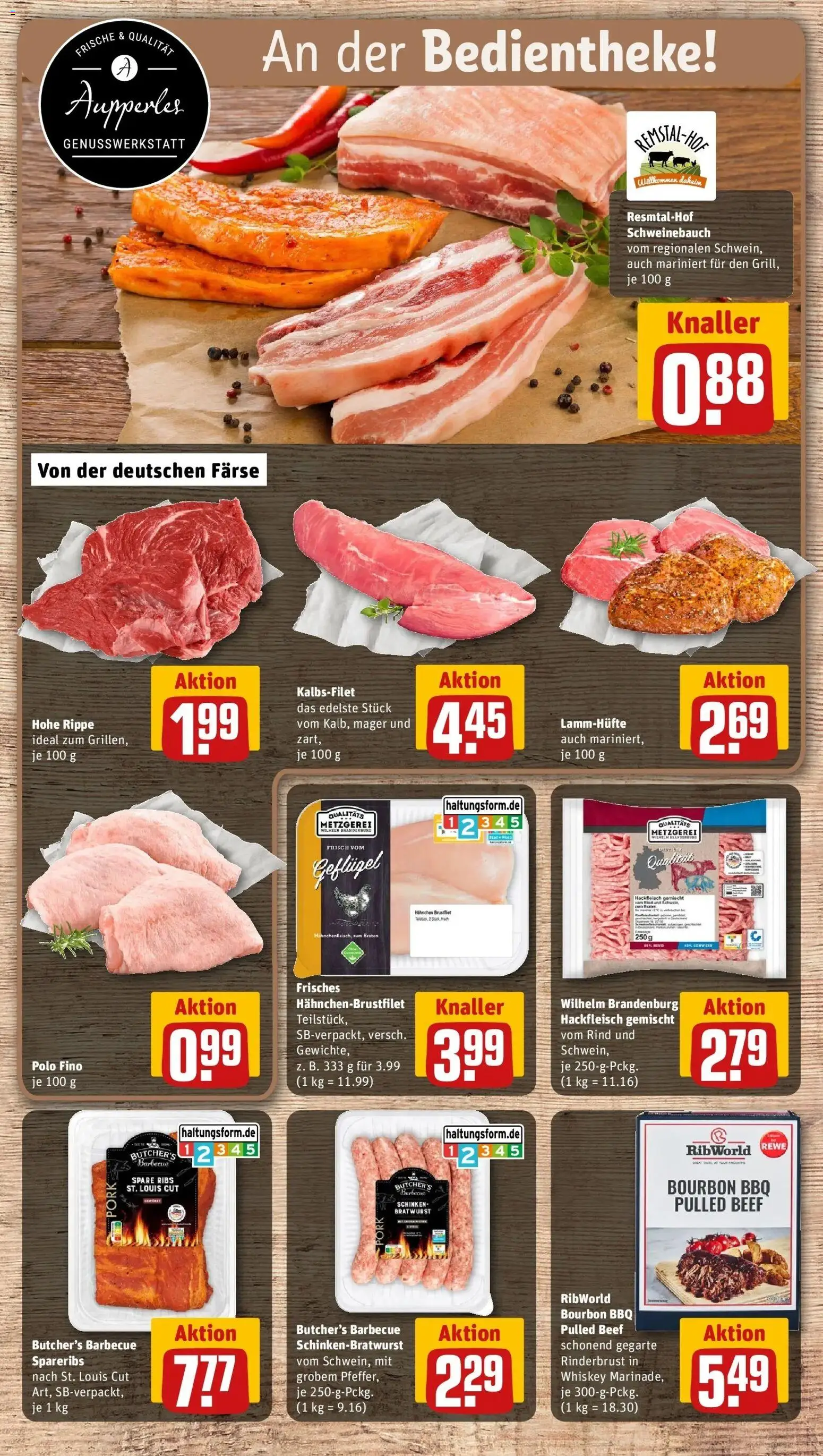 REWE Prospekt ab 17.08.2026 zum Blättern » Angebote | Seite: 12 | Produkte: Hahnchen, Bratwurst, Whiskey, Hackfleisch