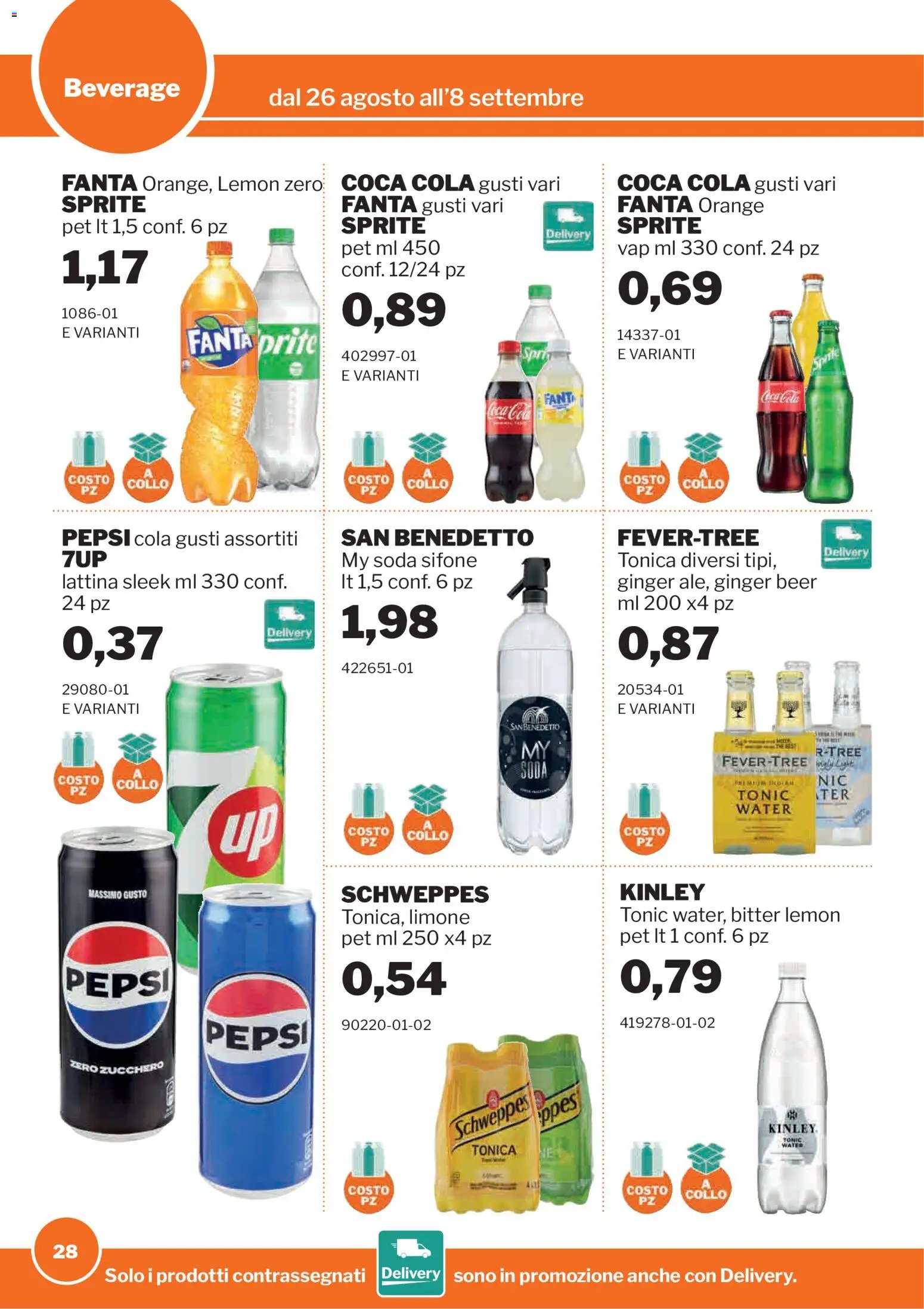 Volantino Sogegross del 26/08/2026 | Pagina: 28 | Prodotti: Zucchero, Collo, Sprite, Coca Cola
