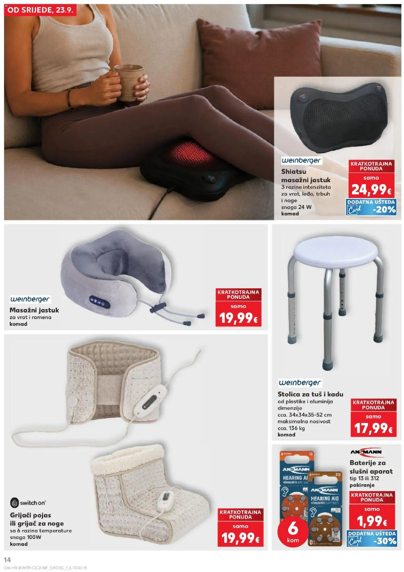 Kaufland katalog | vrijedi od 23.09.2026 | Stranica: 14 | Proizvodi: Jastuk, Stolica, Vrat, Baterije