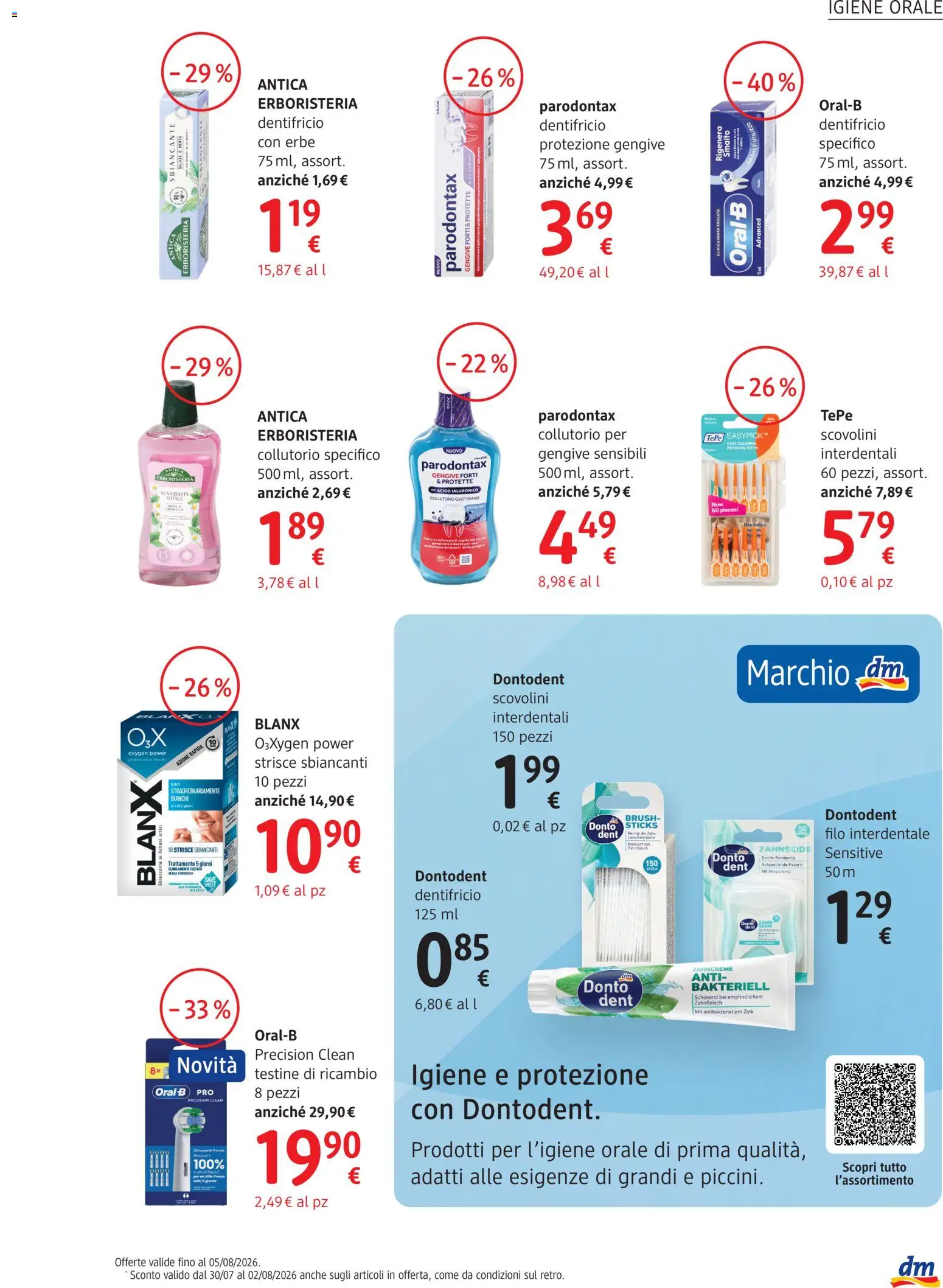 Volantino dm drogerie markt del 30/07/2026 | Pagina: 9 | Prodotti: Dentifricio, Collutorio, Filo interdentale, Menta