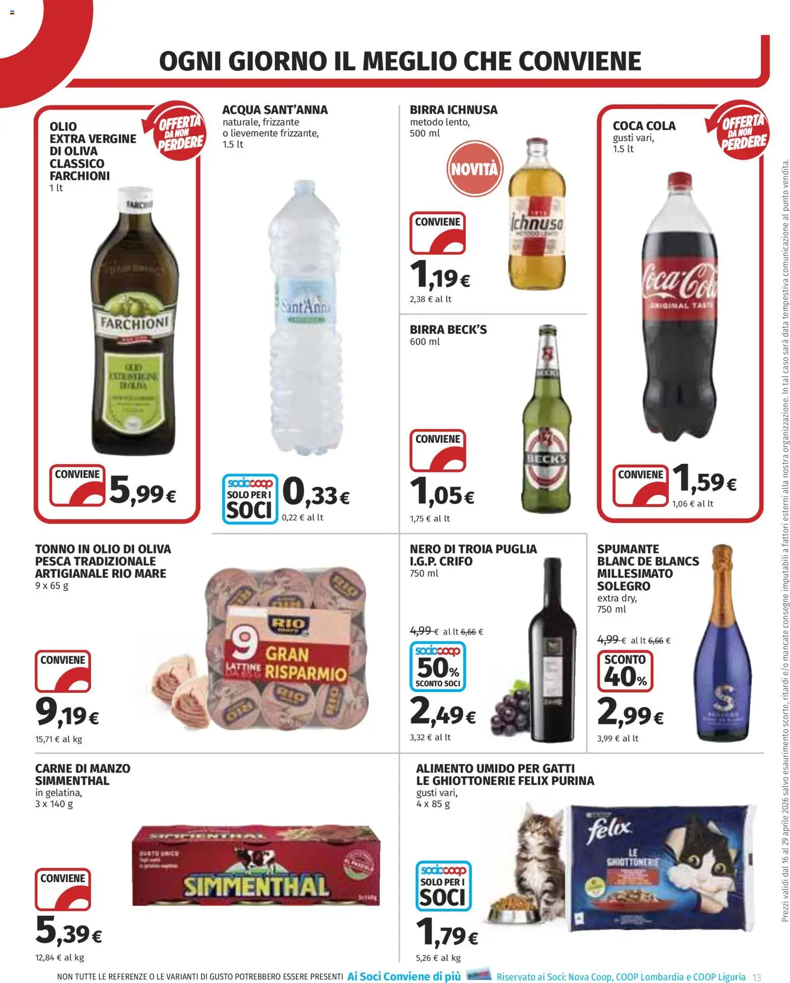 Volantino COOP del 16.04.2026 | Pagina: 13 | Prodotti: Manzo, Acqua, Data, Olio di Oliva