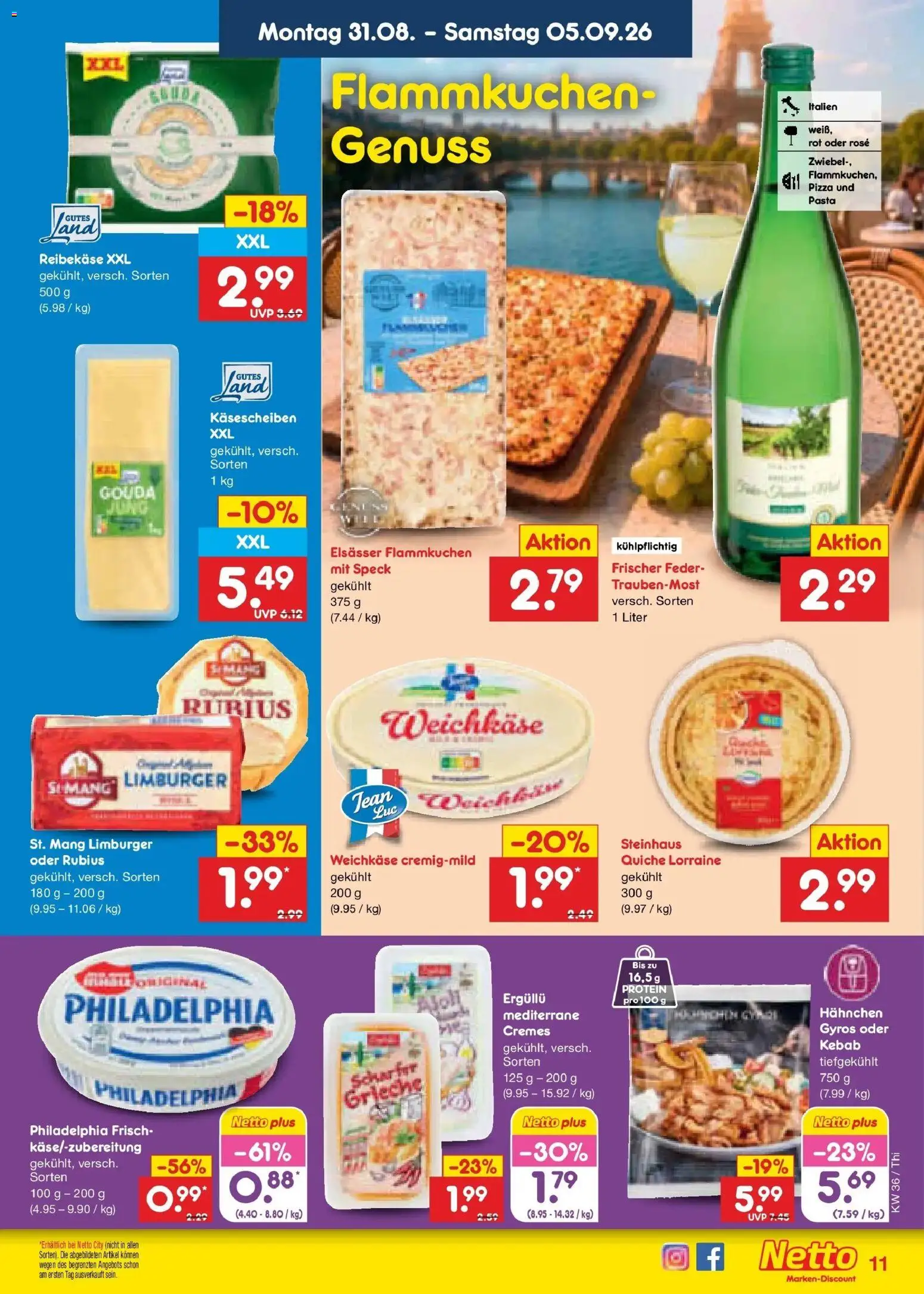 Netto Marken-Discount Prospekt Pirna (ab 31.08.2026) » Angebote | Seite: 13 | Produkte: Hahnchen, Gouda, Gyros, Pizza