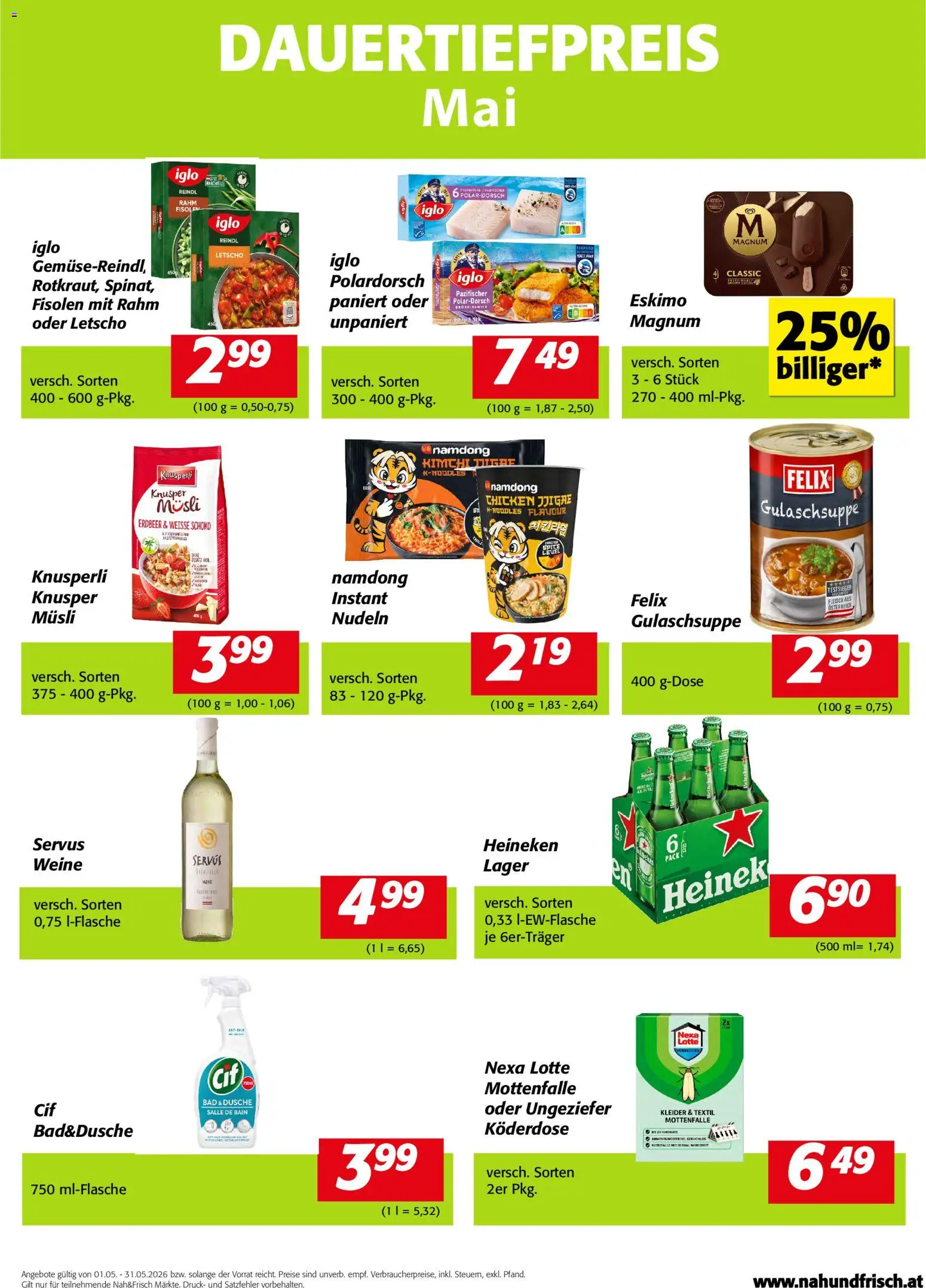 Nah und Frisch Dauertiefpreise April gültig ab 01.05.2026 | Seite: 1 | Produkte: Bad, Dusche, Nudeln