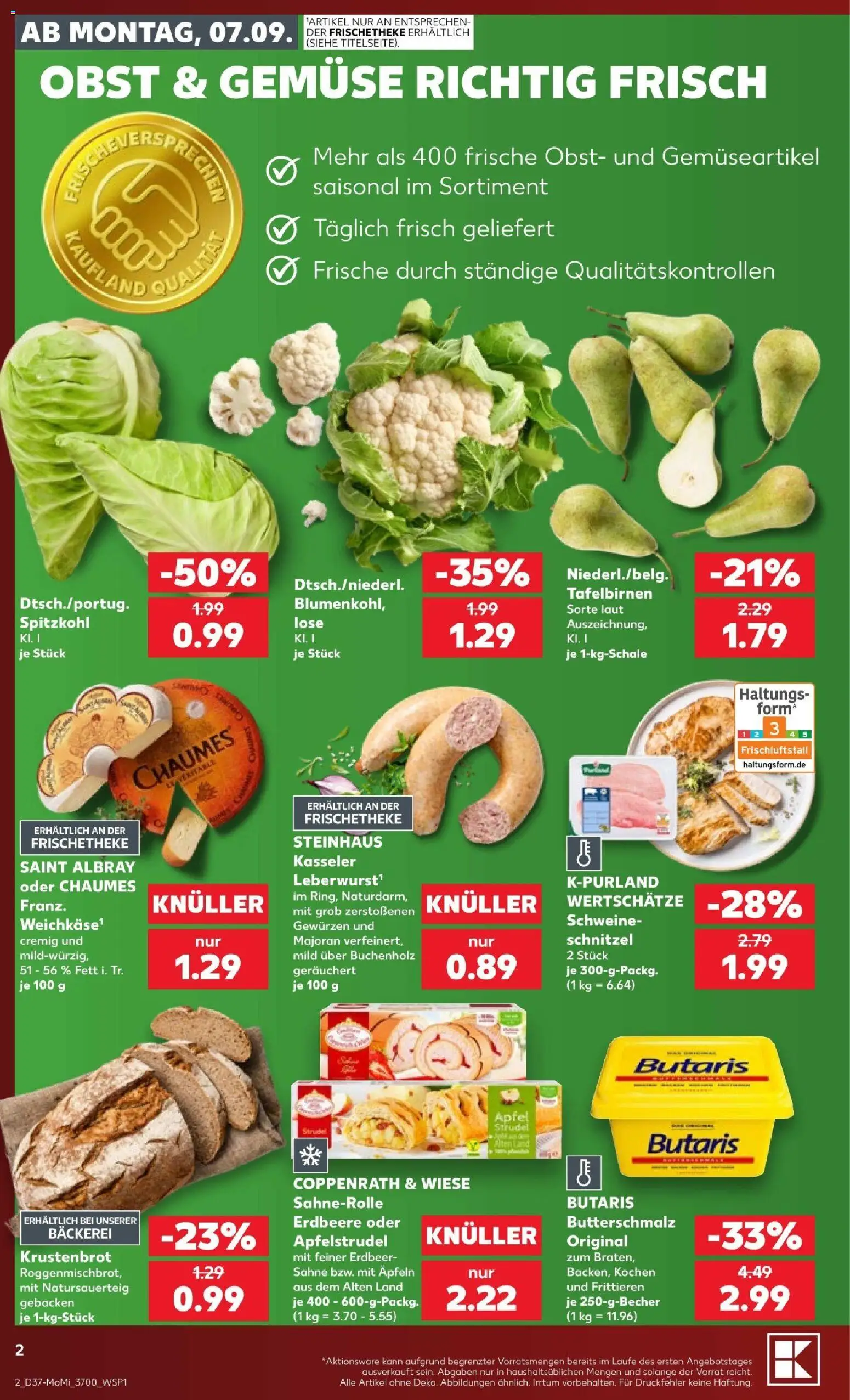 Kaufland Prospekt Rostock – gültig ab 07.09.2026 | Seite: 2 | Produkte: Äpfel, Schnitzel, Gemüse, Sahne