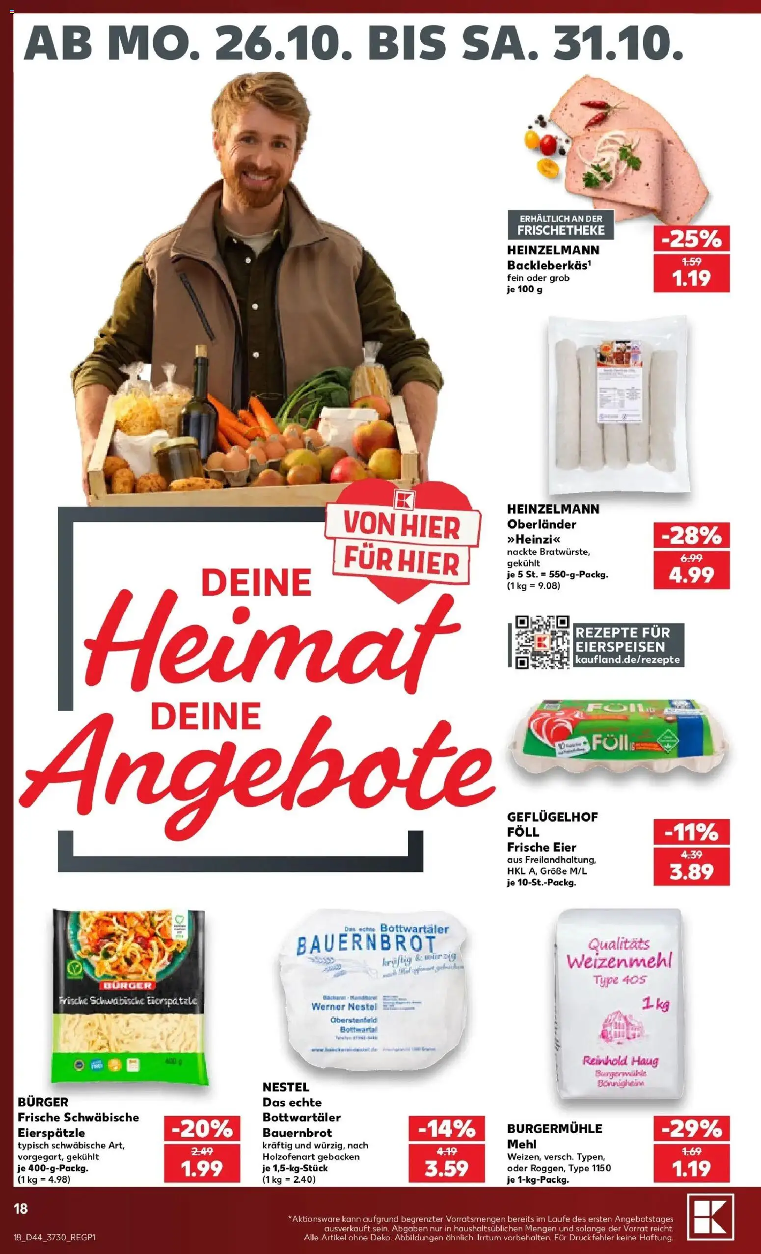 Prospekt Kaufland ab 26.10.2026 » Angebote Online zum Blättern | Seite: 22 | Produkte: Mehl, Eier, Burger, Weizenmehl