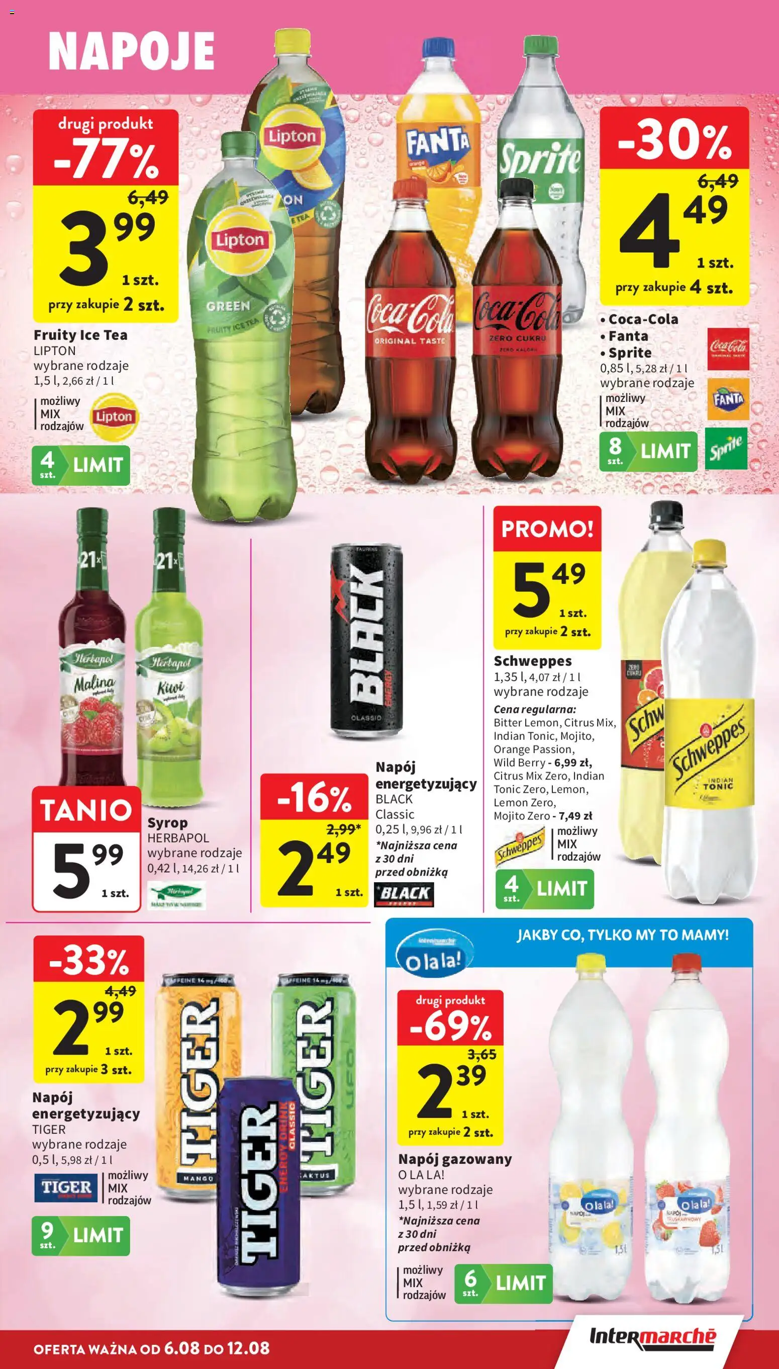 Intermarche gazetka od 06.08.2026 | Strona: 33 | Produkty: Malina, Napoje, Sprite, Kiwi