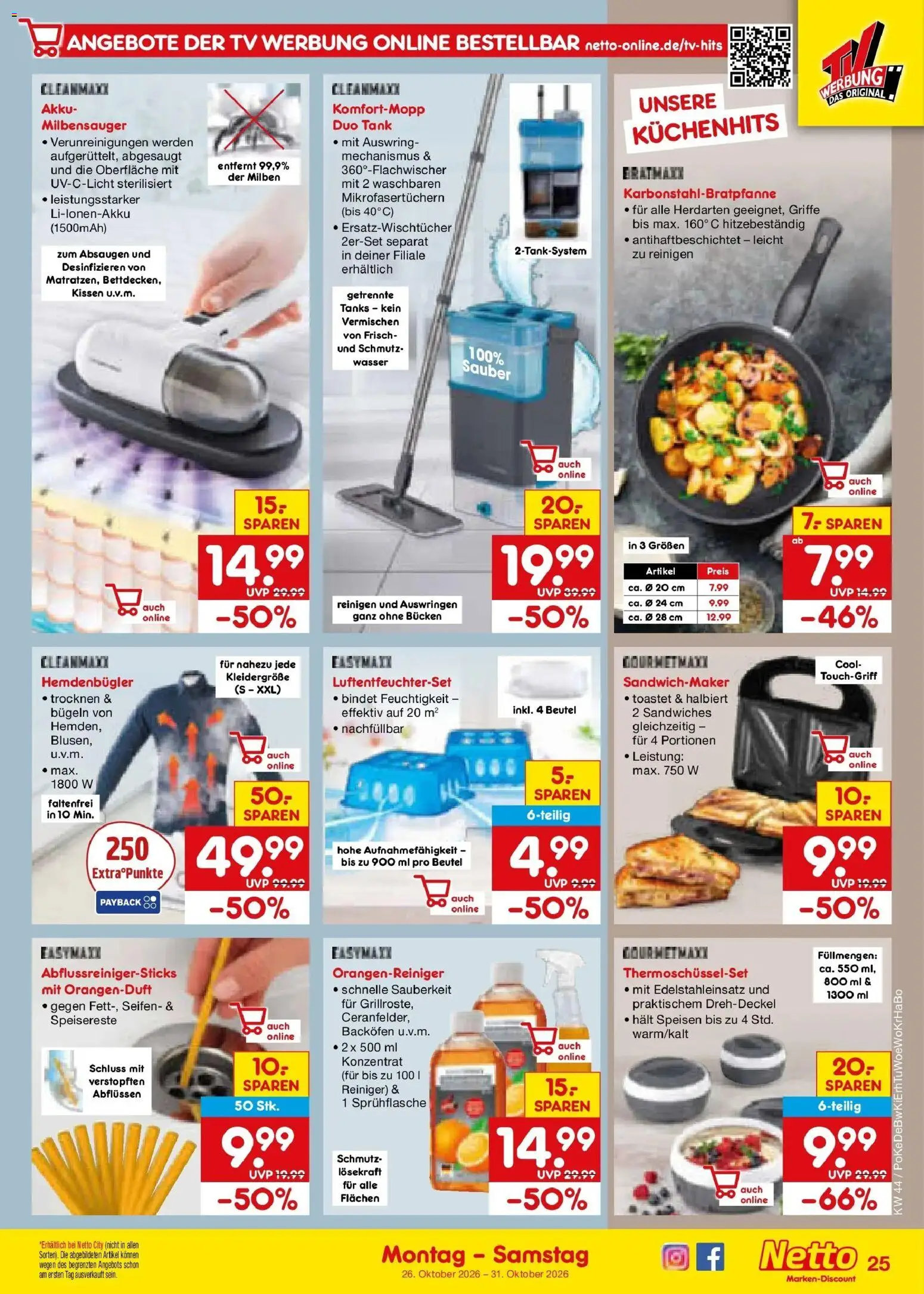 Netto Marken-Discount Prospekt Ludwigshafen-Edigheim – gültig ab 26.10.2026 | Seite: 33 | Produkte: Sandwichmaker, Kissen, Wasser, Backofen