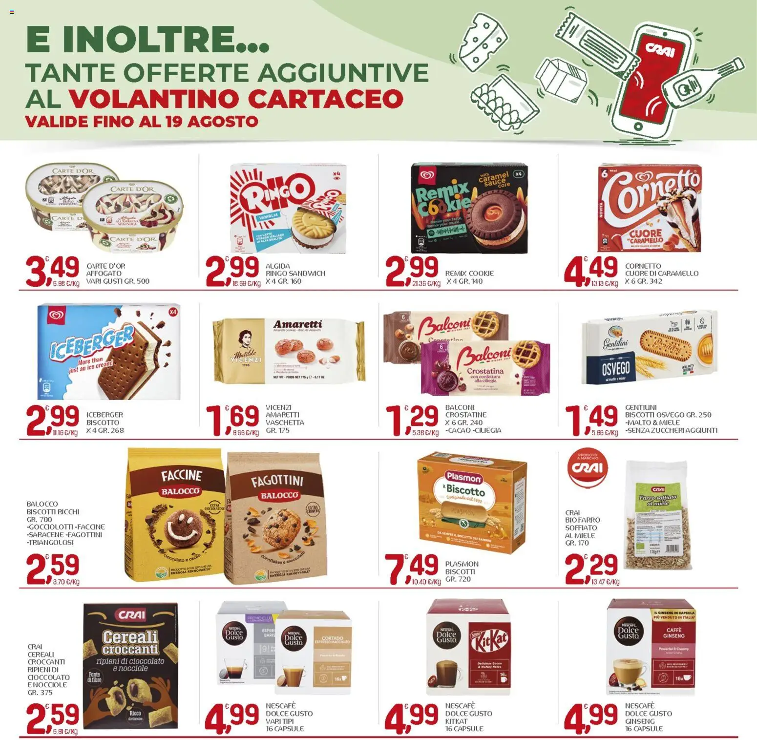 Volantino CRAI del 06/08/2026 | Pagina: 22 | Prodotti: Caffè, Crostatine, Miele, Farro