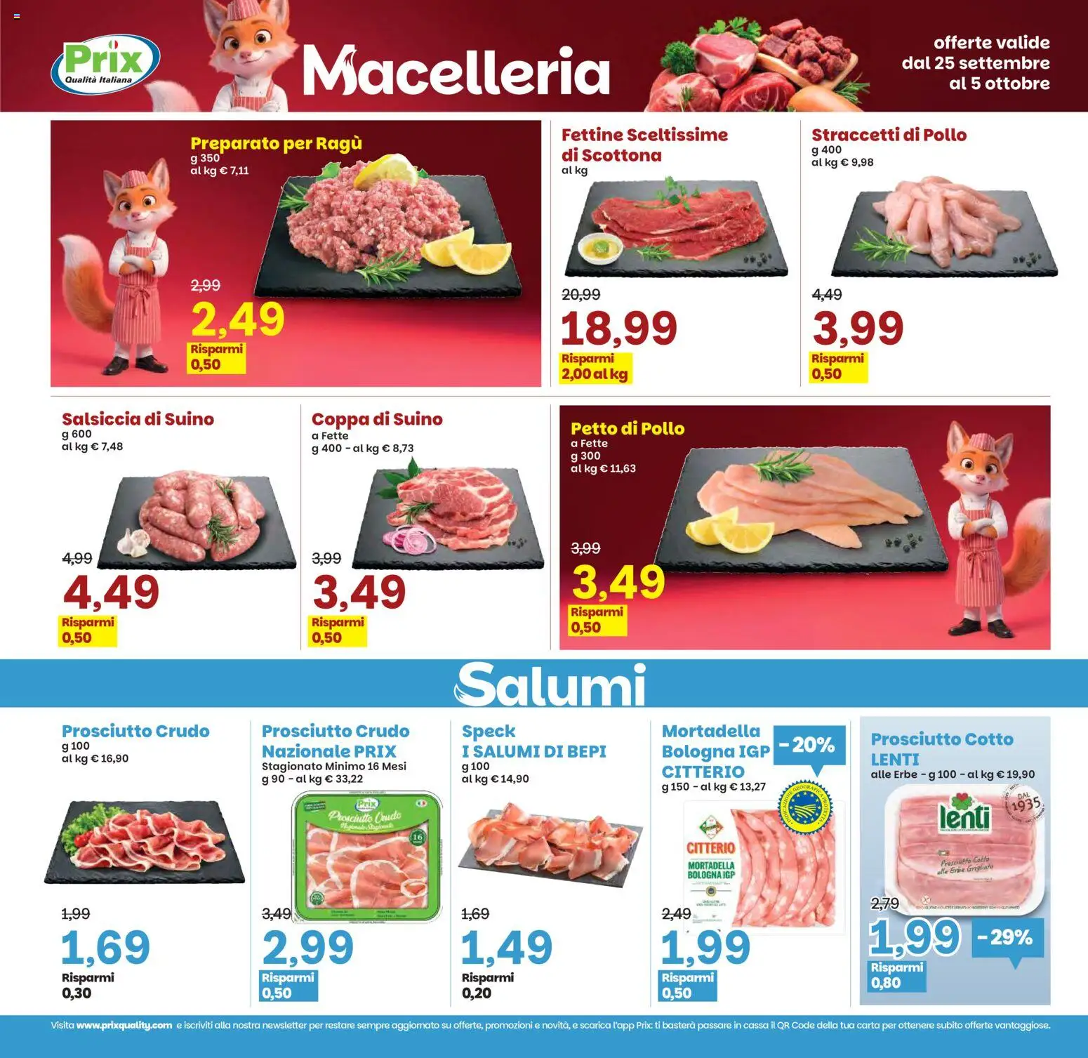Volantino Prix del 25/09/2026 | Pagina: 9 | Prodotti: Petto di Pollo, Erbe, Suino, Ragú