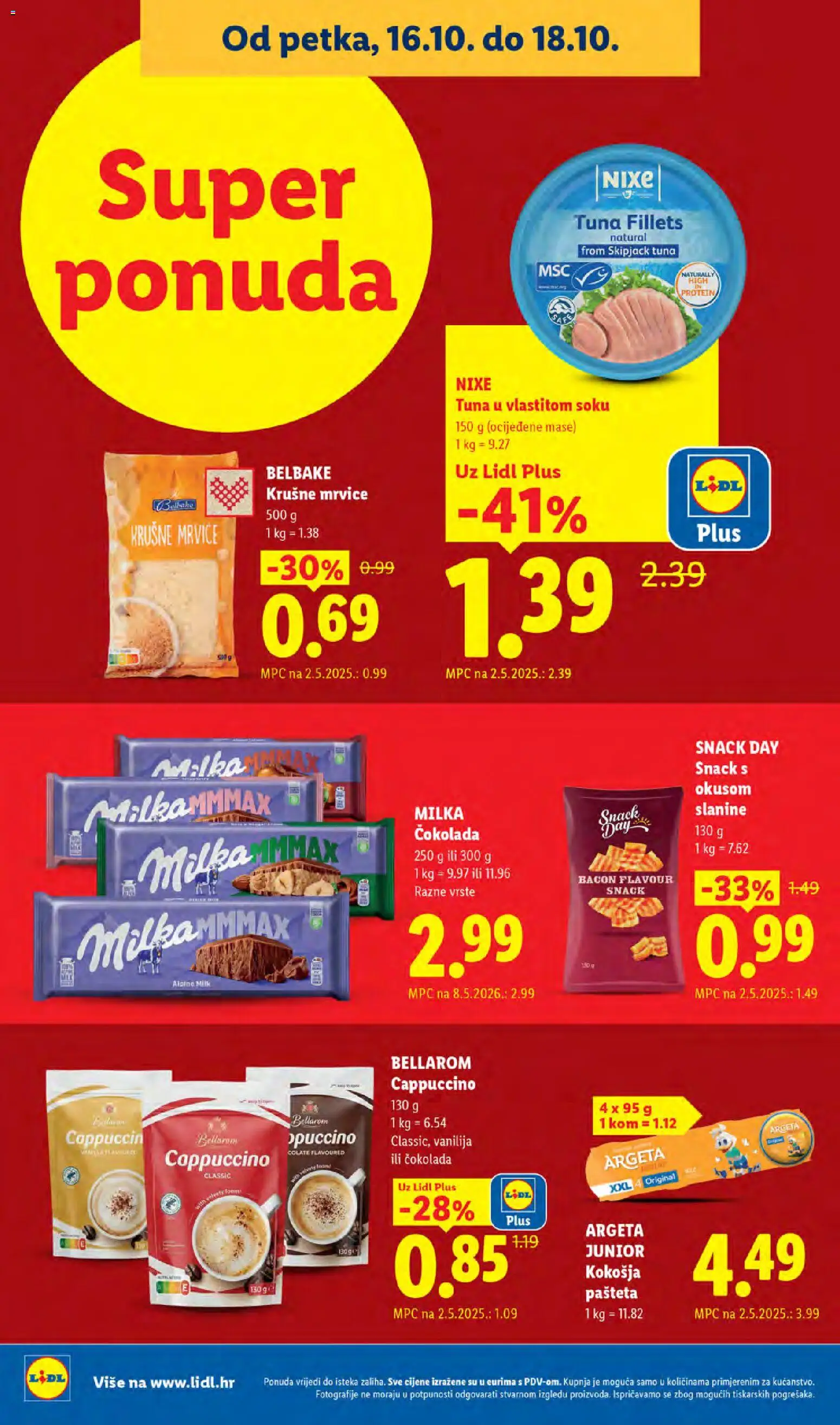 Lidl katalog | vrijedi od 12.10.2026 | Stranica: 70 | Proizvodi: Tuna u vlastitom soku, Milka čokolada, Krušne mrvice, Milka