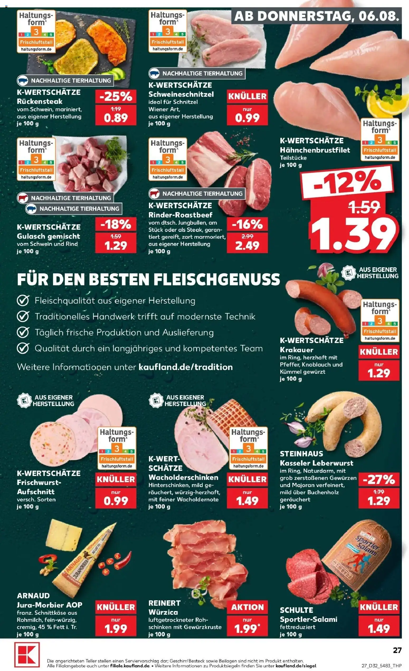 Prospekt Kaufland ab 06.08.2026 » Angebote Online zum Blättern | Seite: 27 | Produkte: Schnitzel, Gulasch, Salami, Schinken