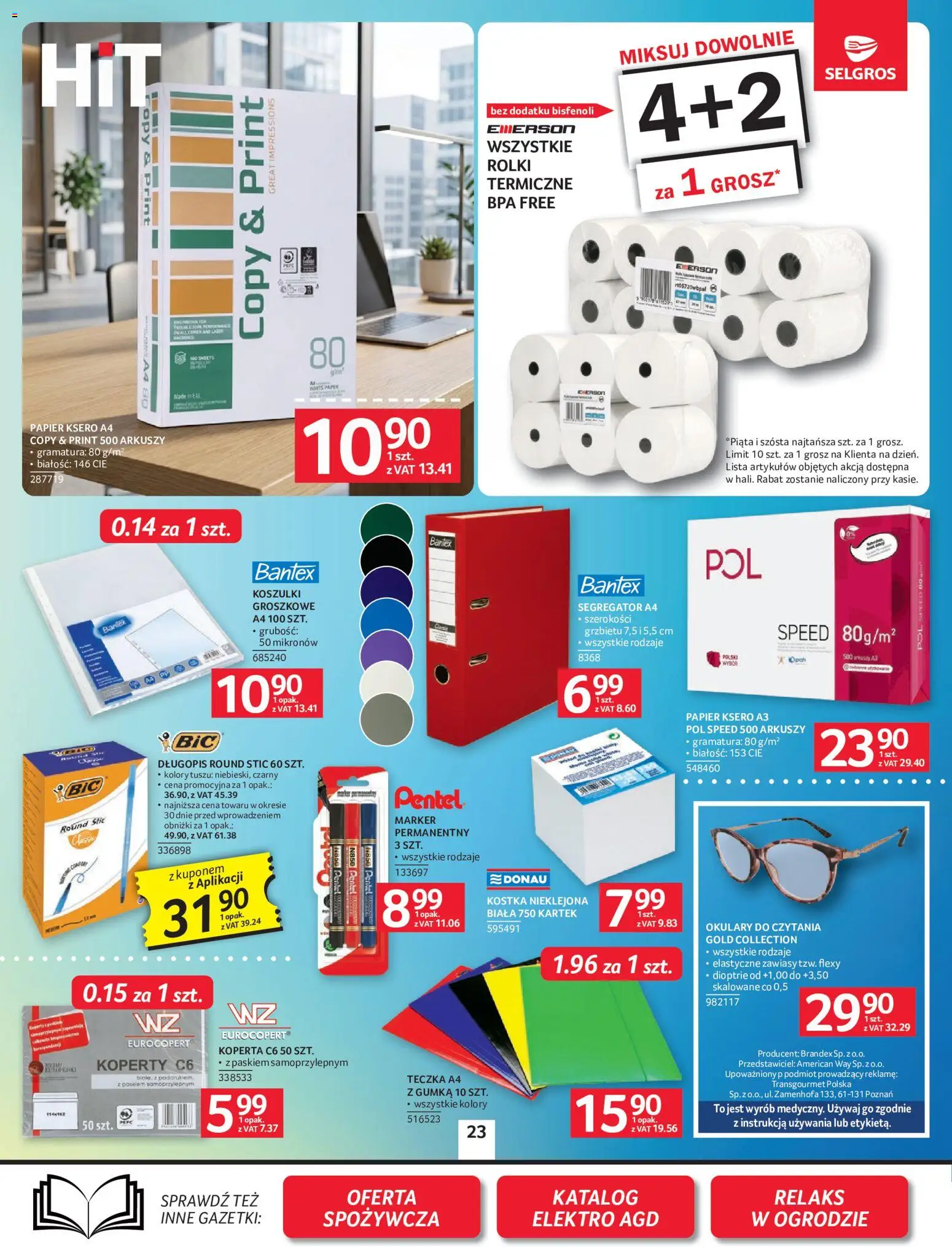 Selgros cash&carry gazetka - Oferta przemysłowa od 07.05.2026 | Strona: 25 | Produkty: Okulary, Rolki, Papier ksero