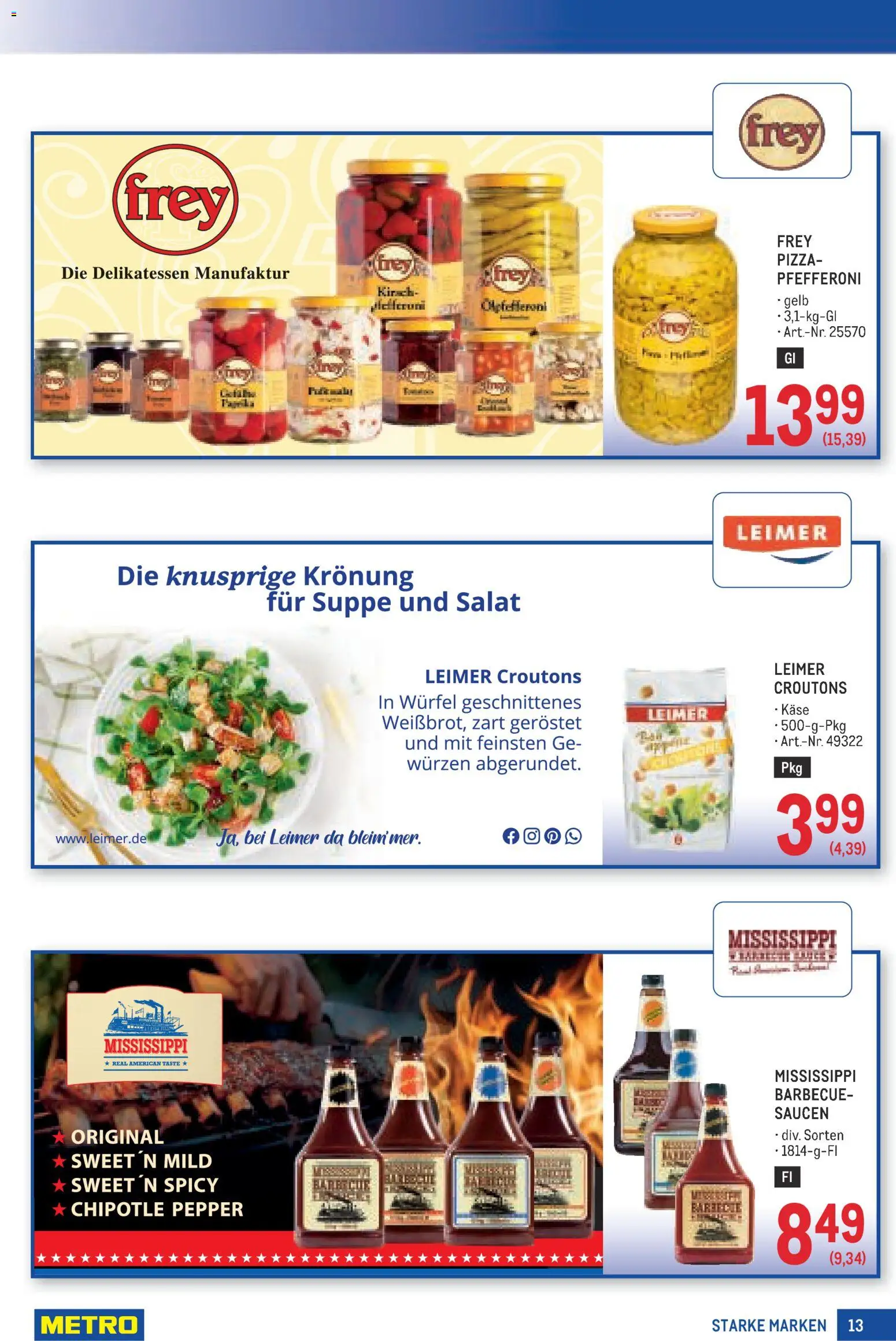 Metro angebote Starke Marken gültig ab 11.06.2026 | Seite: 13 | Produkte: Salat, Käse, Pizza