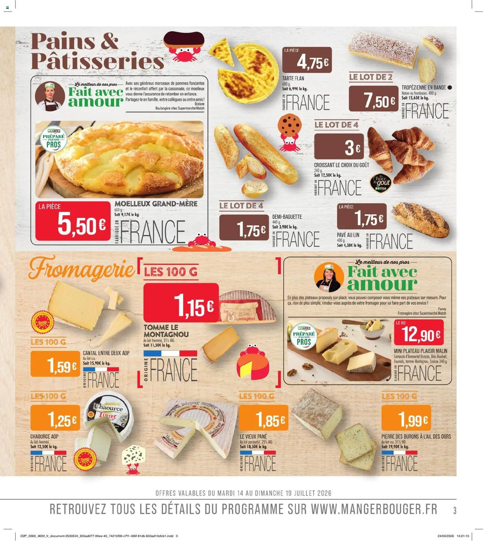 {H1} | Page: 3 | Produits: Plateau, Lait, Pommes, Brie