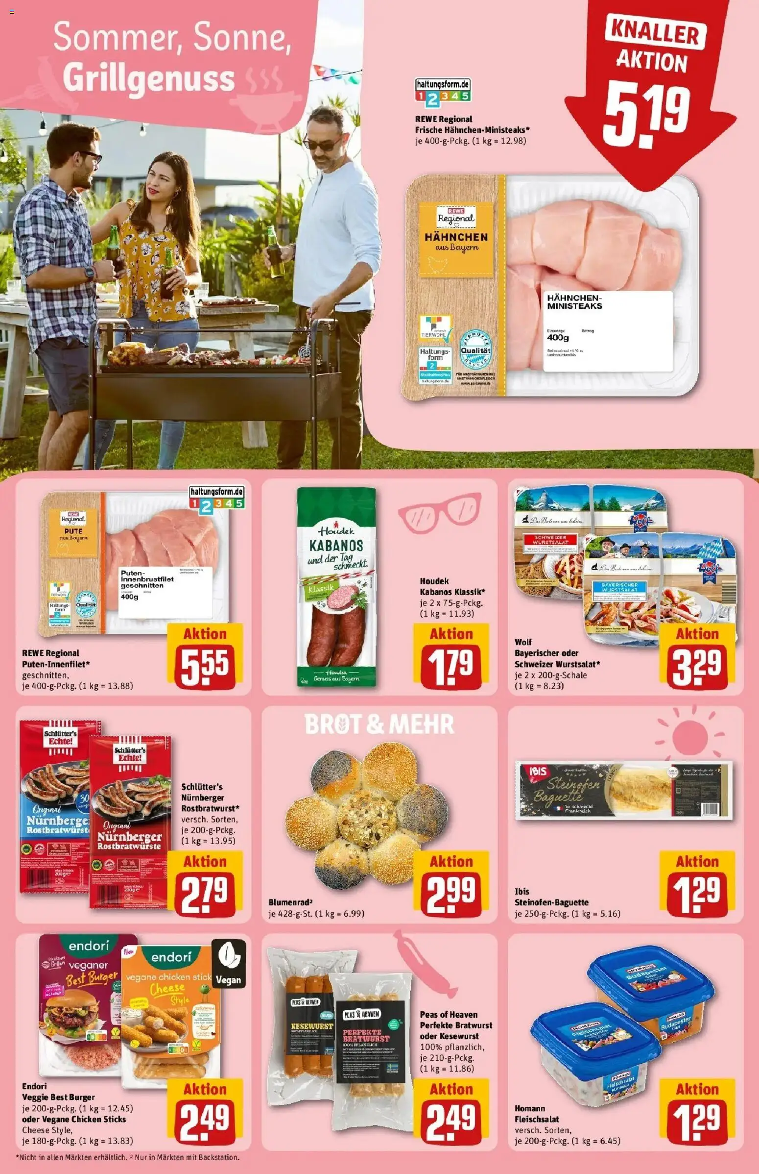 Rewe Prospekt München – gültig ab 13.07.2026 | Seite: 16 | Produkte: Pute, Hahnchen, Bratwurst, Brot