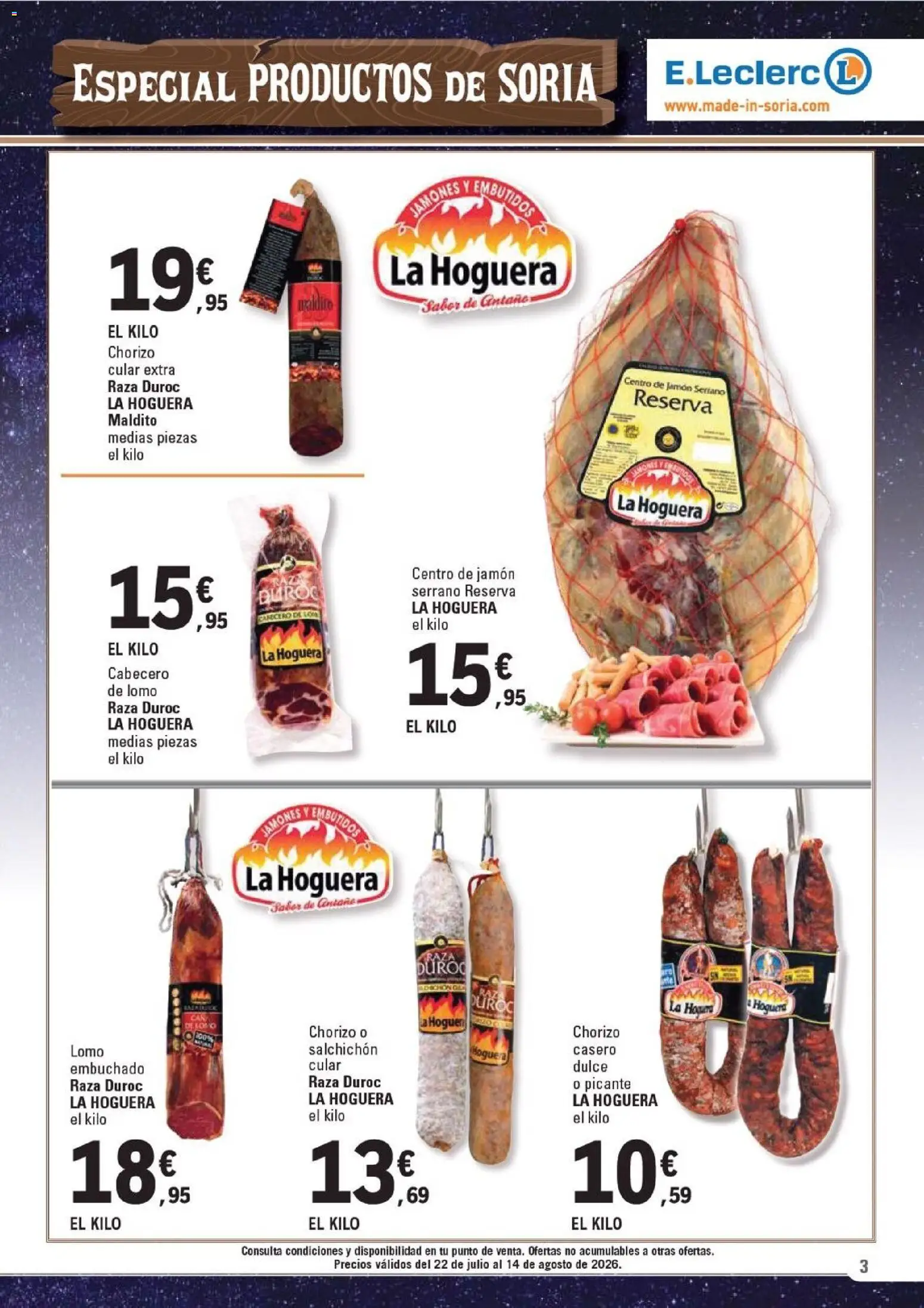 E.Leclerc Soria │ válido desde el 22/07/2026 | Página: 3 | Productos: Jamón serrano, Medias, Jamón, Νυχτικό