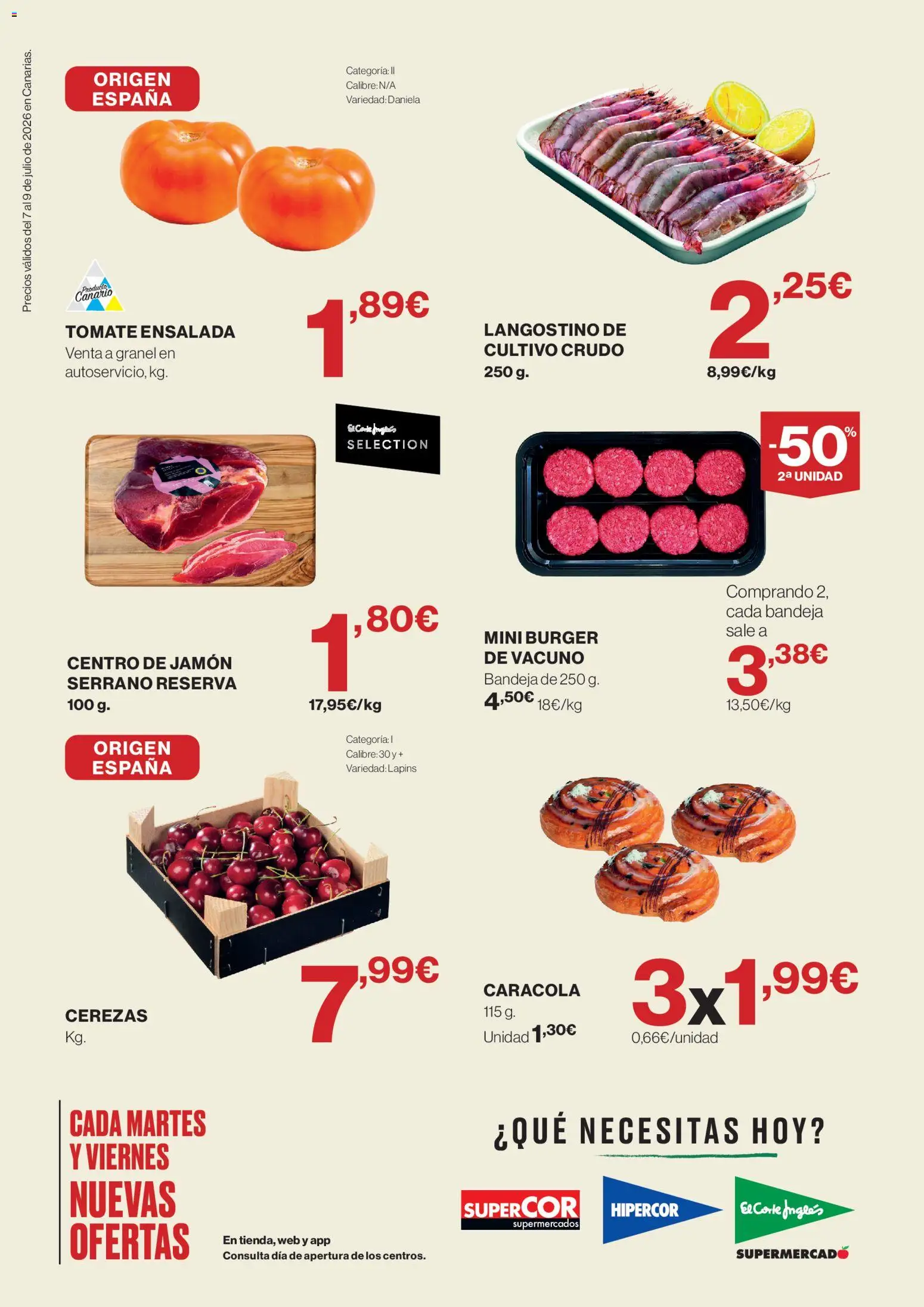 Supercor Canarias │ válido desde el 07/07/2026 | Página: 2 | Productos: Jamón, Ensalada, Bandeja, Langostino