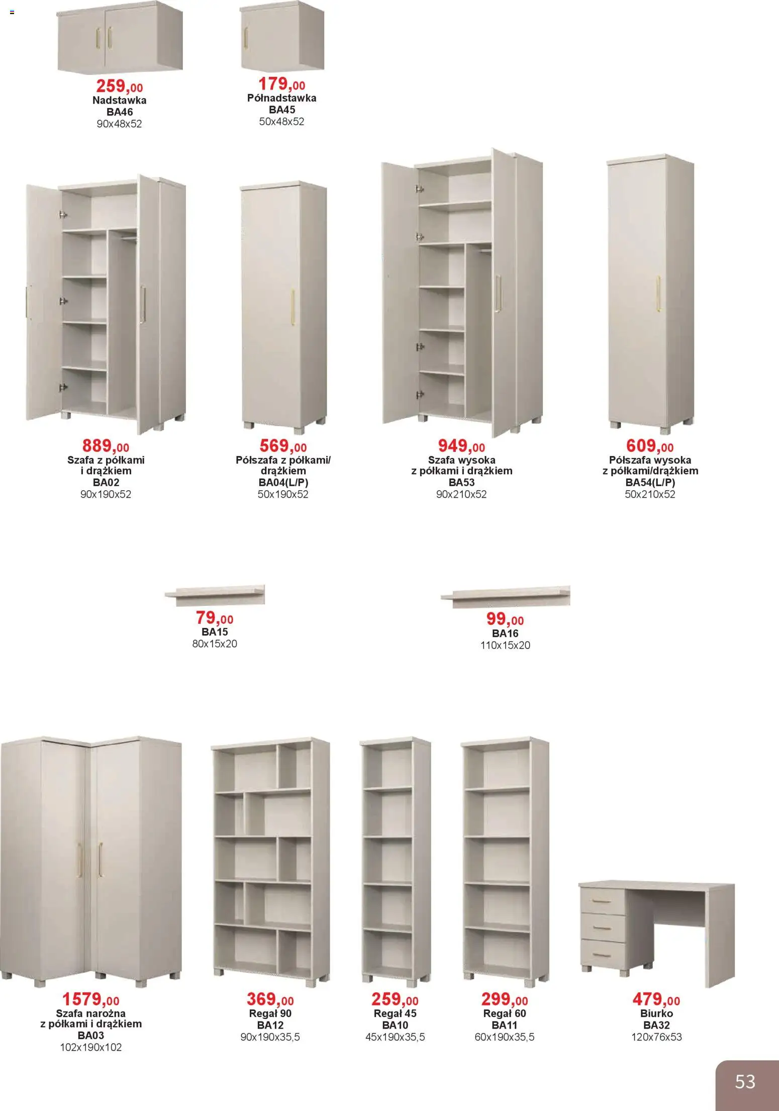 Bodzio Katalog od 01.04.2026 | Strona: 53 | Produkty: Szafa, Biurko, Szafa Narożna, Regał