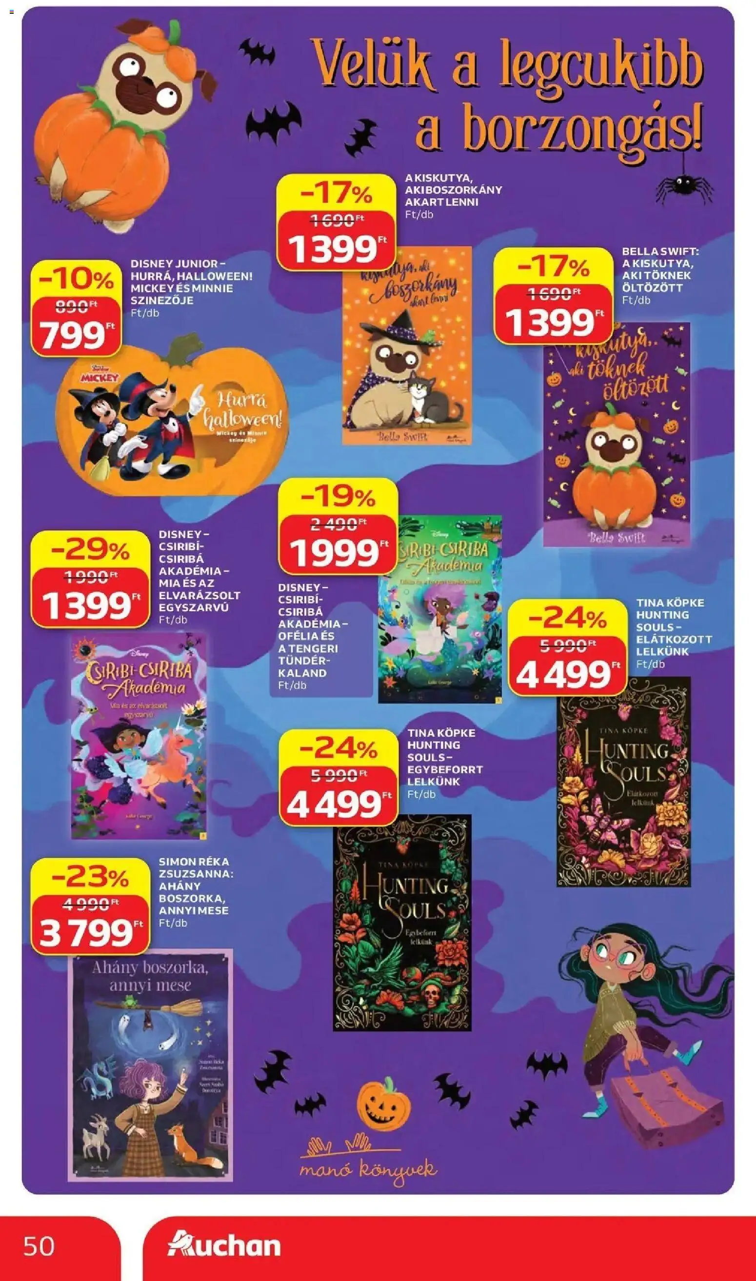 Auchan akciós újság Szolnok - 2026.10.15. -tól/töl > akció, lapozható szórólap 🛍️ | Oldal: 50 | Termékek: Könyvek, Bella