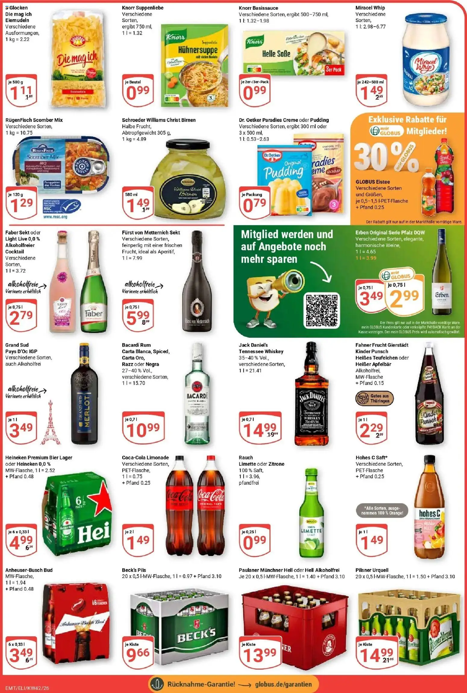 Globus Prospekt Mittelhausen (ab 12.10.2026) » Angebote online | Seite: 3 | Produkte: Merlot, Jack Daniel's, Heineken, Hohes c