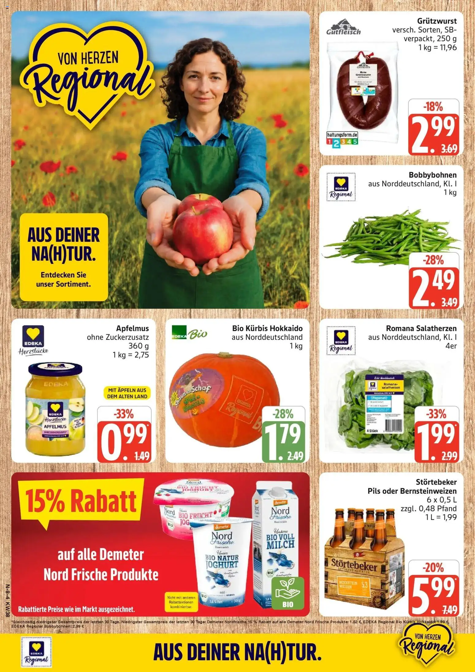 Edeka Prospekt Rostock (ab 14.09.2026) » Angebote Online | Seite: 11 | Produkte: Milch, Pils, Kürbis, Apfelmus