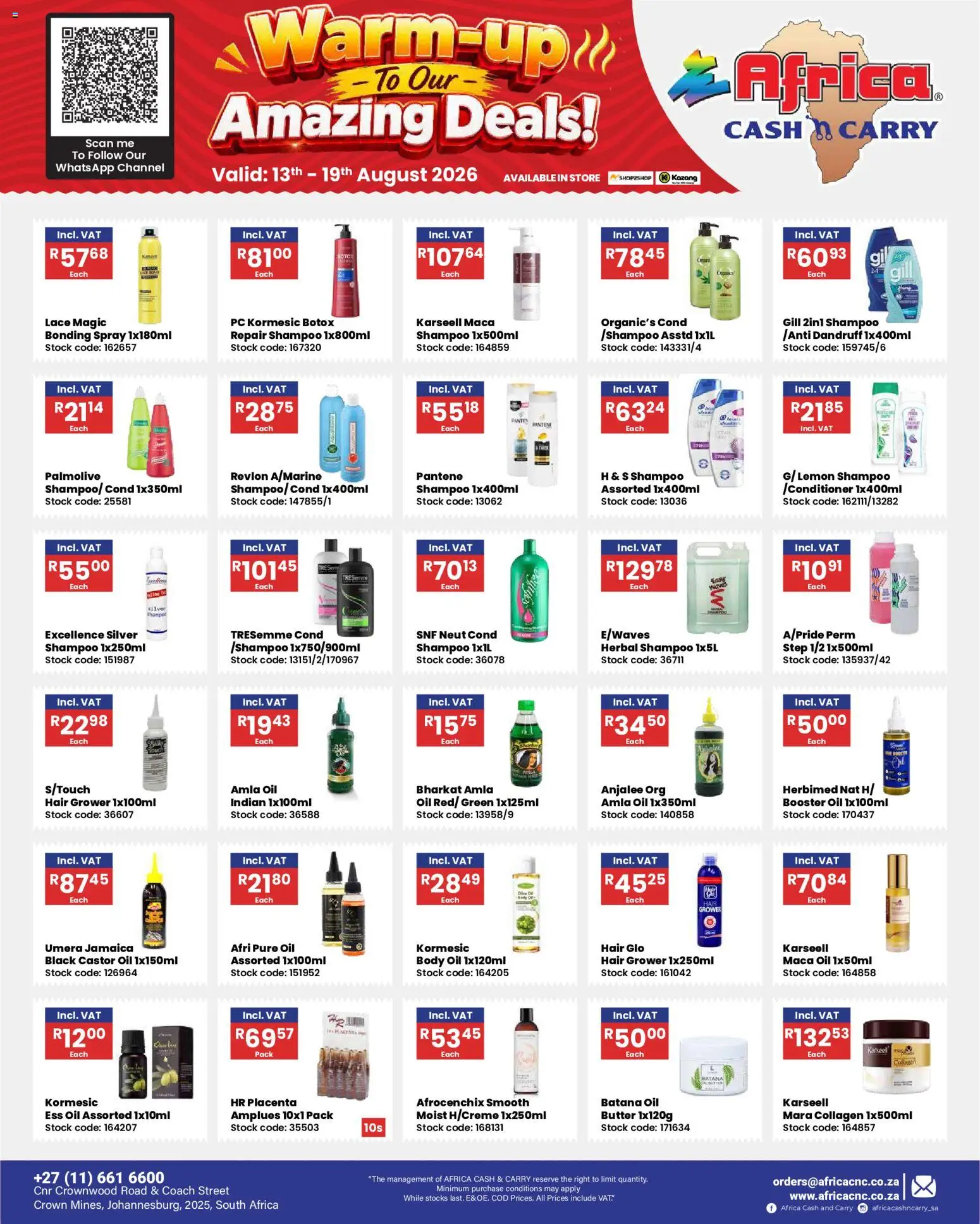New Africa Cash & Carry catalogue – valid from 13/08/2026 | Page: 2 | Products: Butter, Oil, Stock, Lemon
