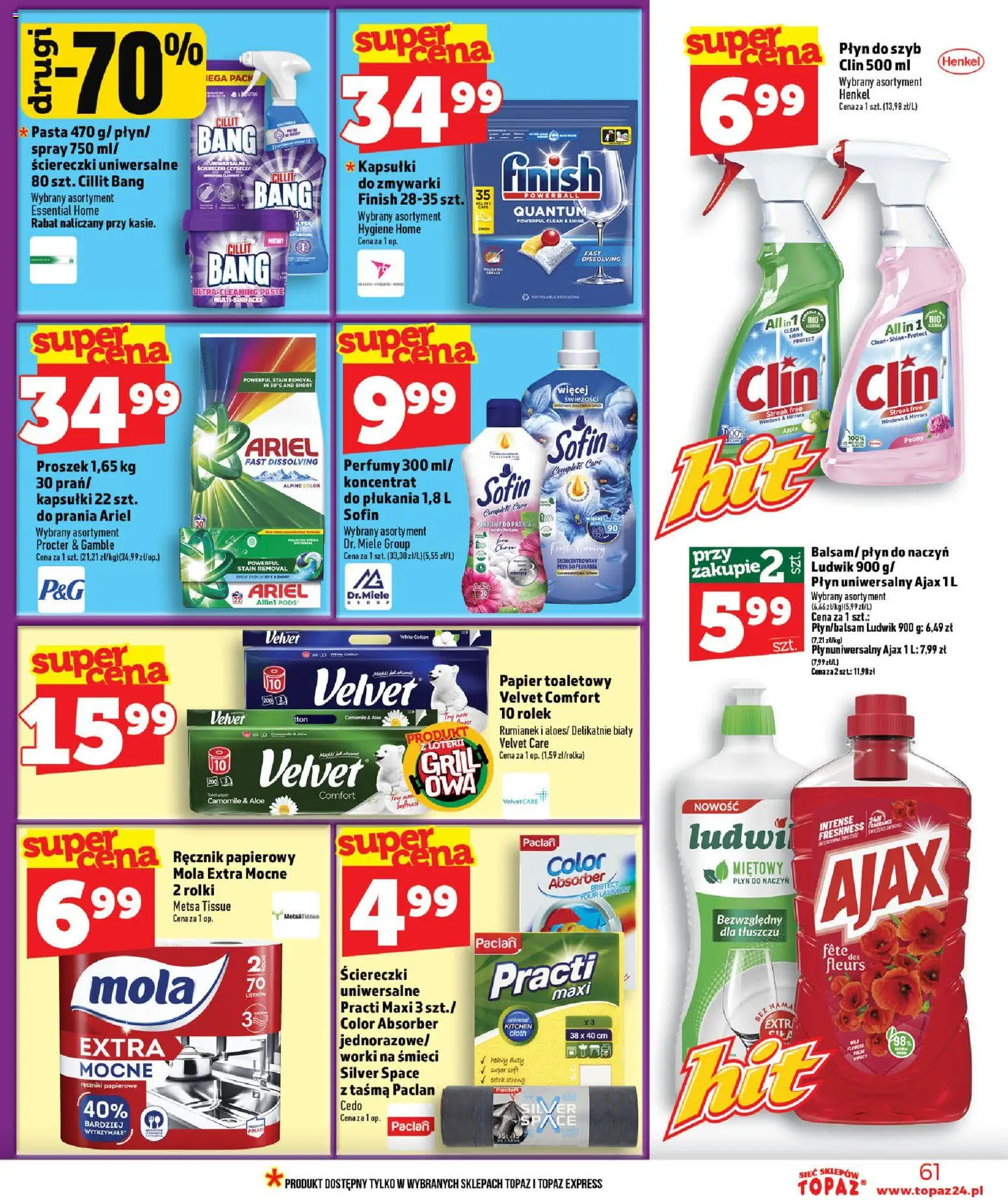Topaz gazetka - Ceny małe na stałe od 11.06.2026 | Strona: 61 | Produkty: Papier toaletowy, Perfumy, Finish, Ręcznik papierowy