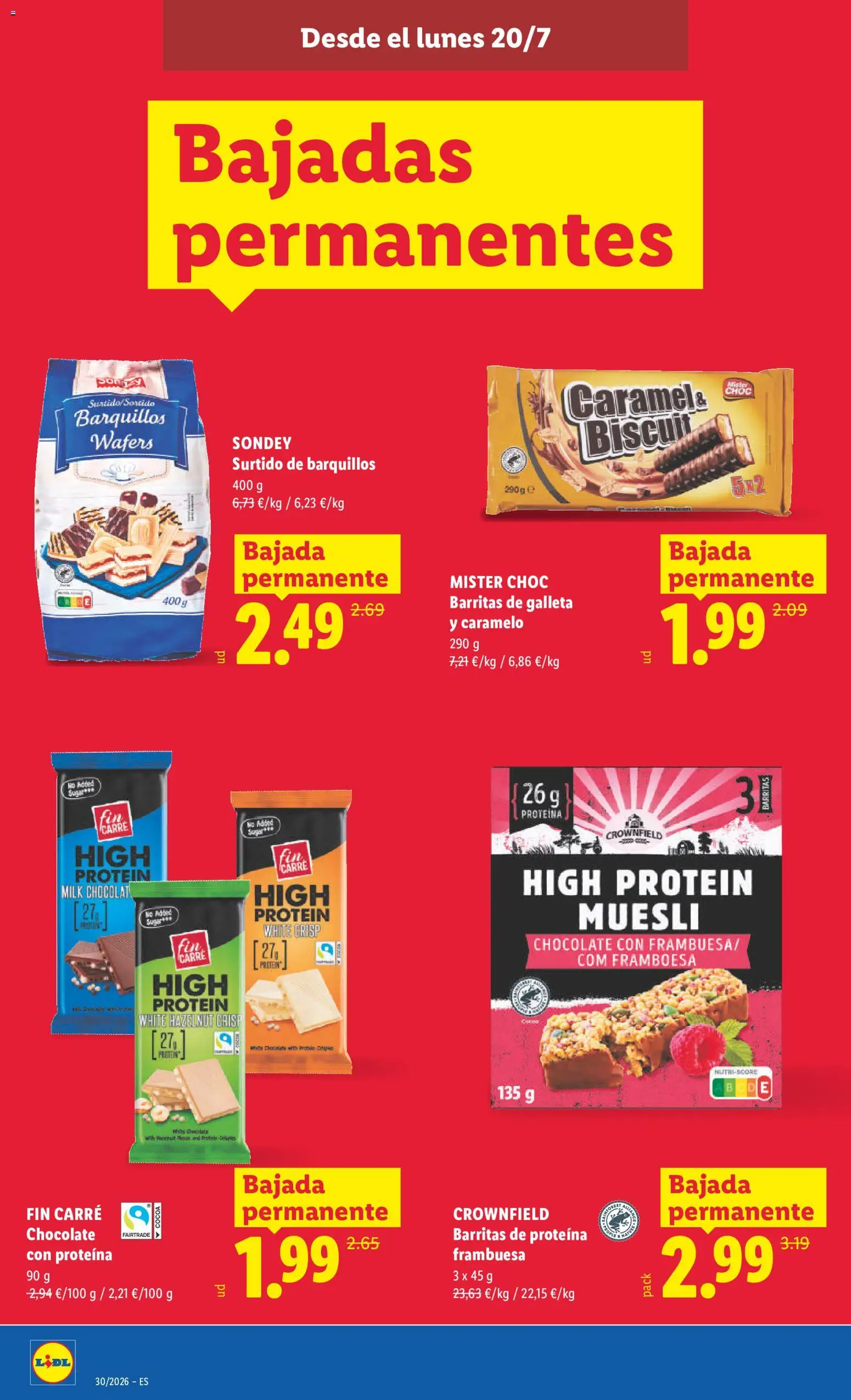 Lidl folleto │ válido desde el 20/07/2026 | Página: 22 | Productos: Proteína, Barquillos, Chocolate, Muesli