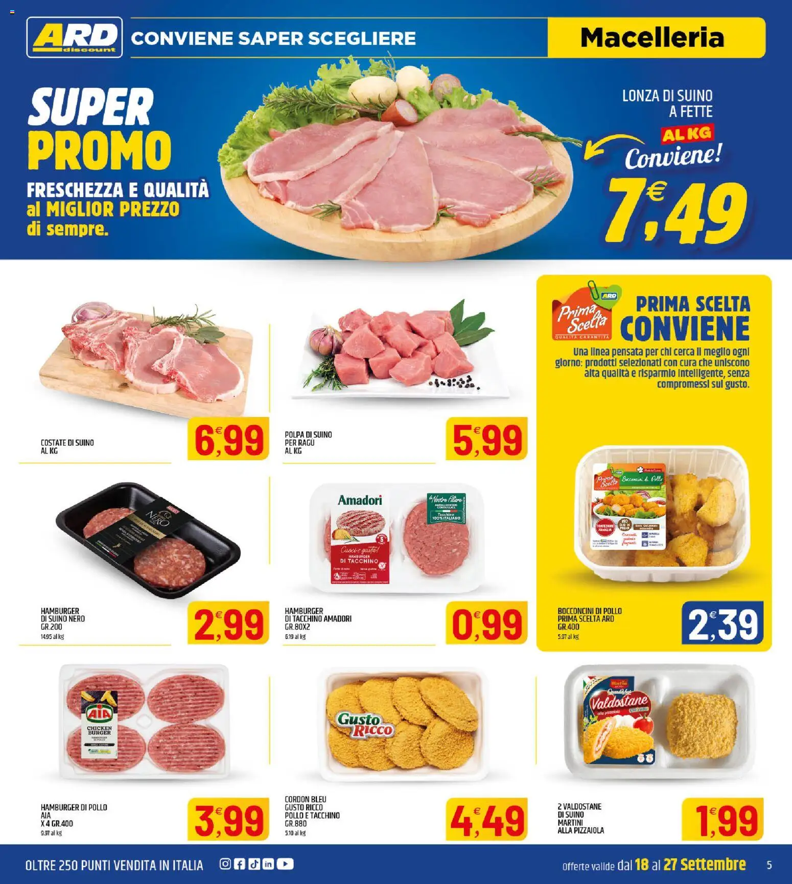 Volantino ARD Discount del 18/09/2026 | Pagina: 5 | Prodotti: Pollo, Suino, Martini, Hamburger