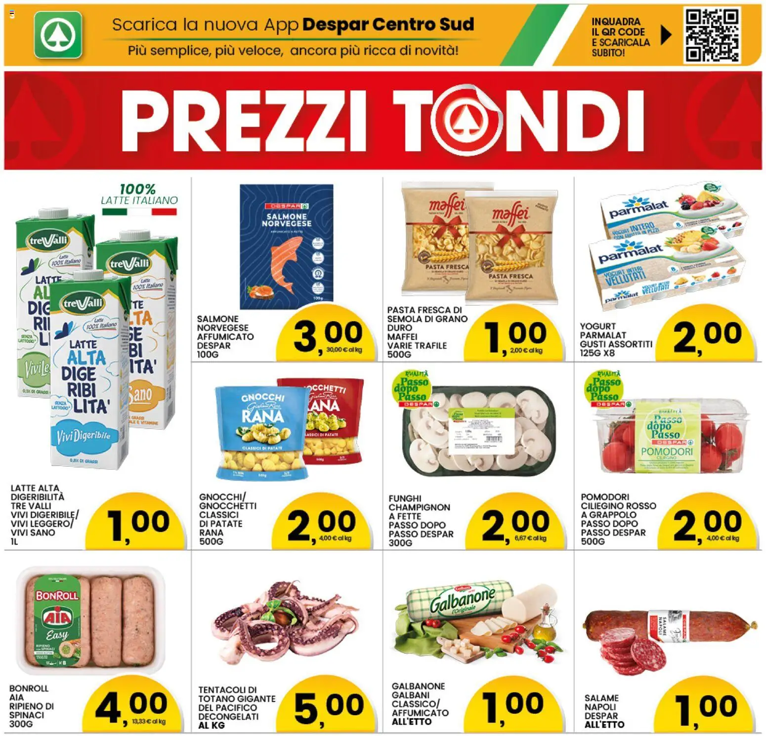 Volantino Interspar del 27.05.2026 | Pagina: 3 | Prodotti: Salmone, Latte, Funghi, Gnocchi