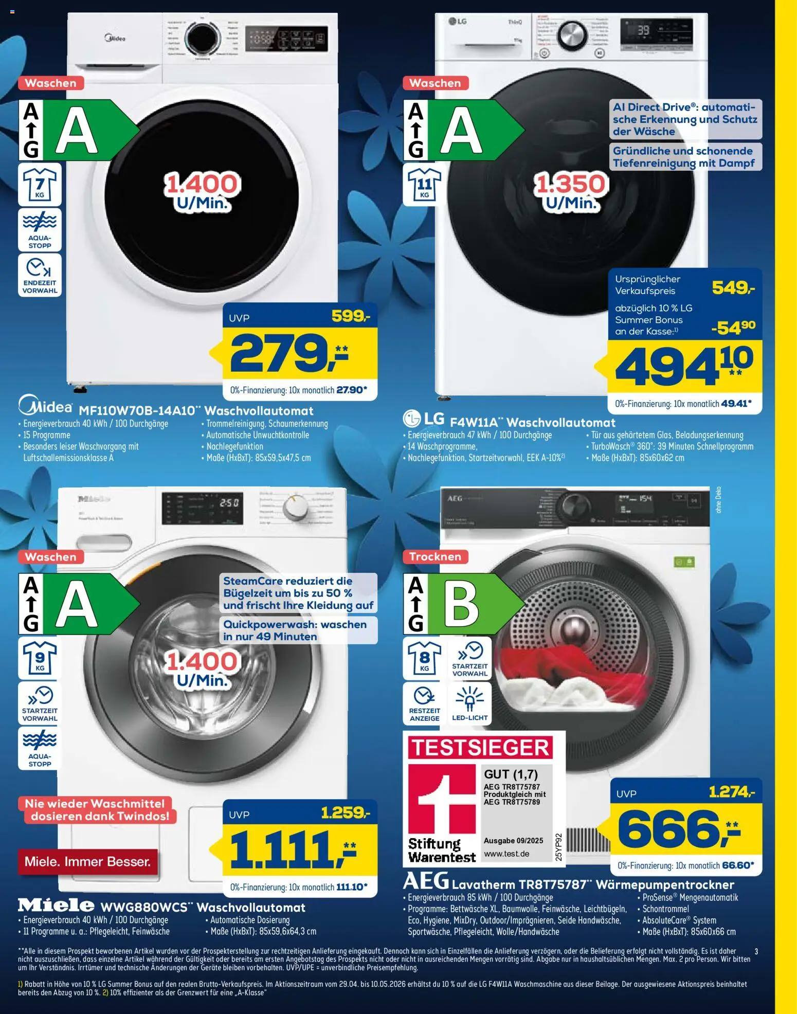 Euronics Prospekt 	 – gültig ab 02.05.2026 | Seite: 3 | Produkte: Miele, LG, Tür, Waschmaschine