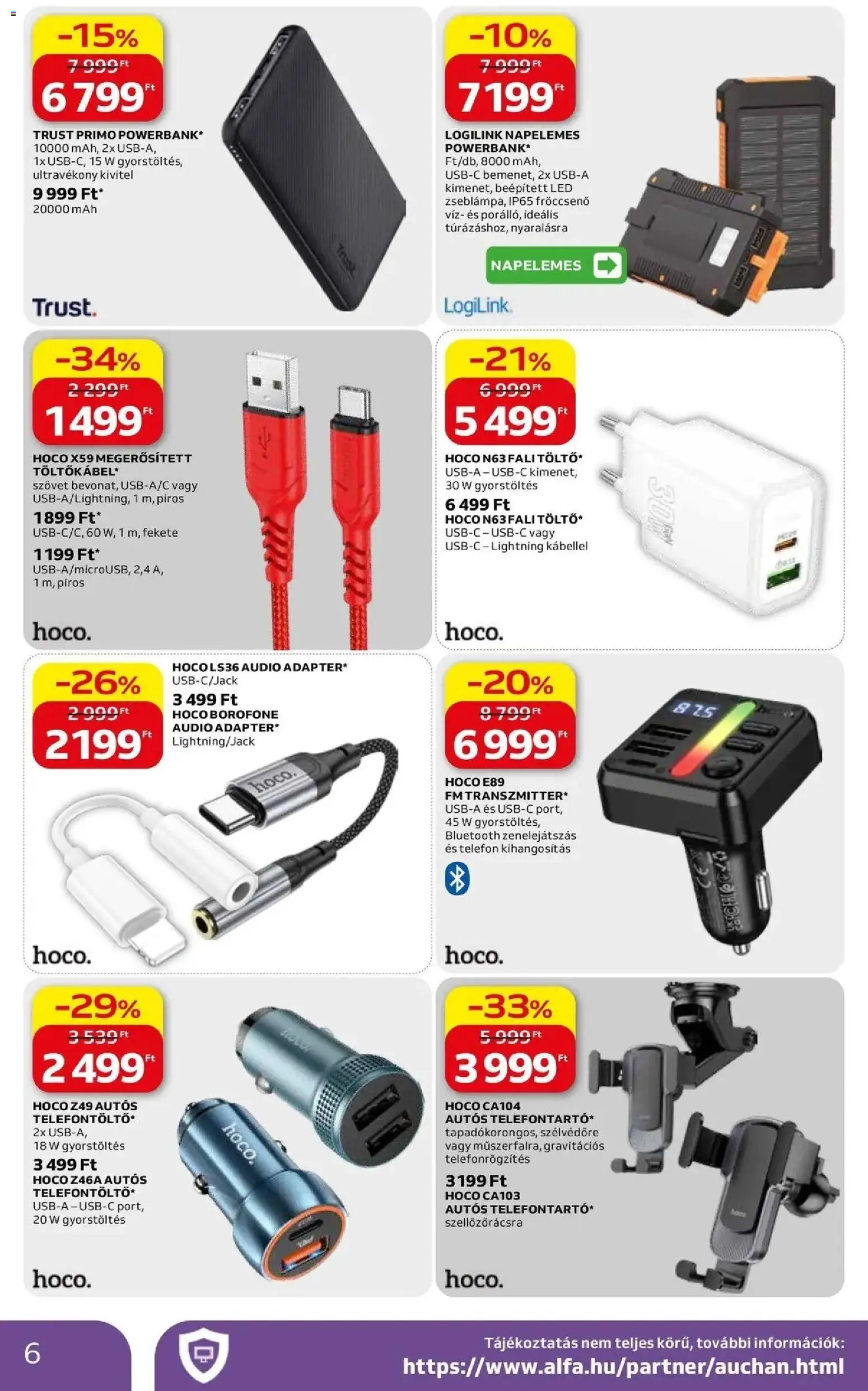 Auchan akciós ujság - amely érvényes a következő dátumtól: 07.05.2026 | Oldal: 6 | Termékek: Powerbank, Telefon, Audio
