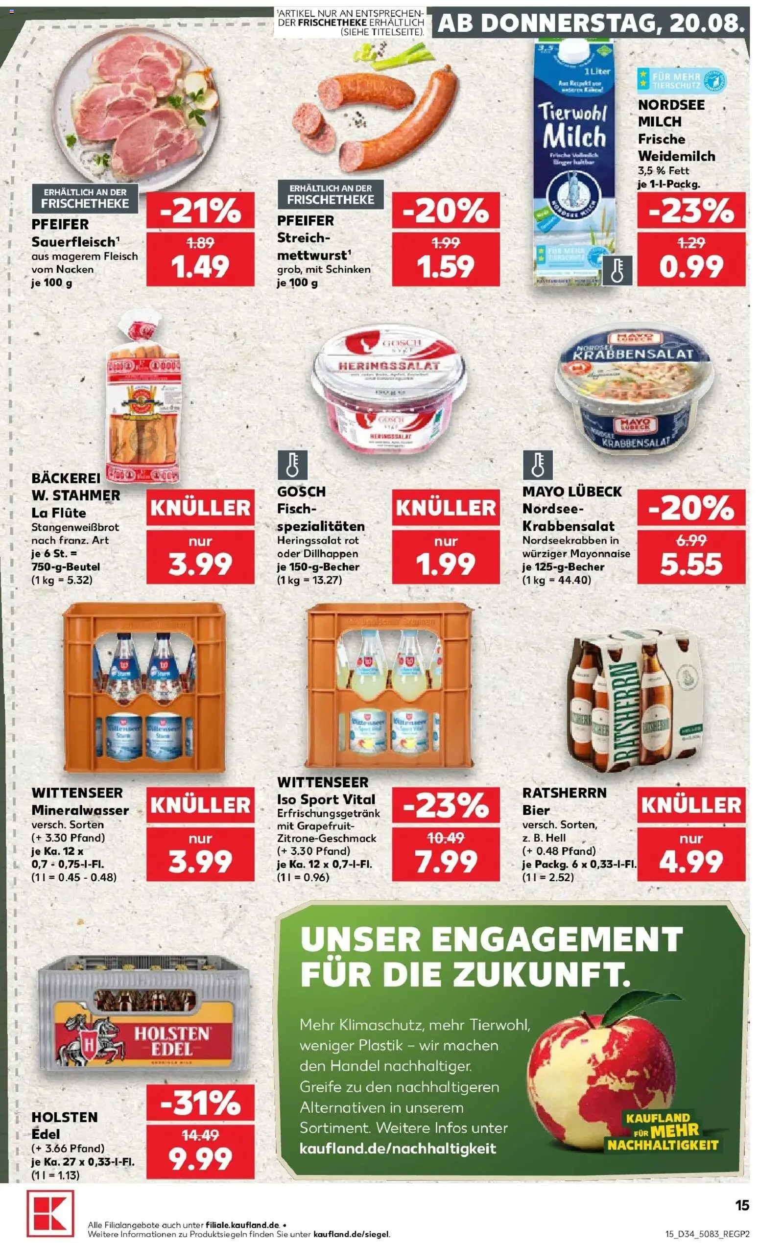Prospekt Kaufland ab 20.08.2026 » Angebote Online zum Blättern | Seite: 15 | Produkte: Milch, Mineralwasser, Mayonnaise, Schinken