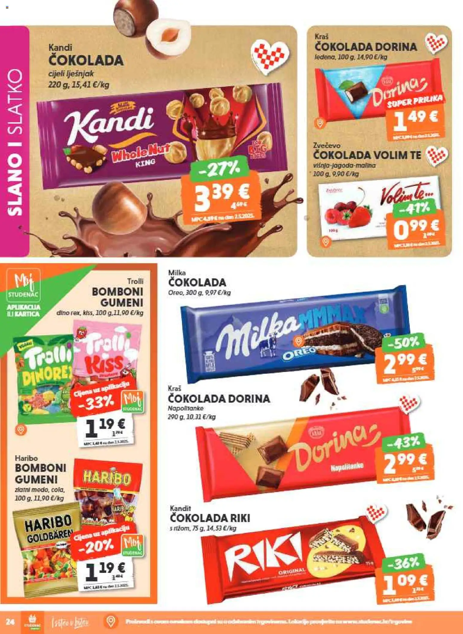Studenac katalog | vrijedi od 15.07.2026 | Stranica: 24 | Proizvodi: Čokolada, Lješnjak, Napolitanke, Milka