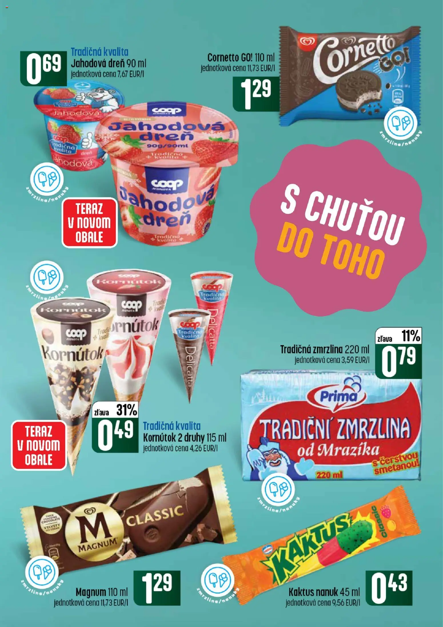 Nové COOP Jednota akcie – leták je platný od 30.07.2026 | Strana: 21 | Produkty: Nanuk, Zmrzlina, Magnum