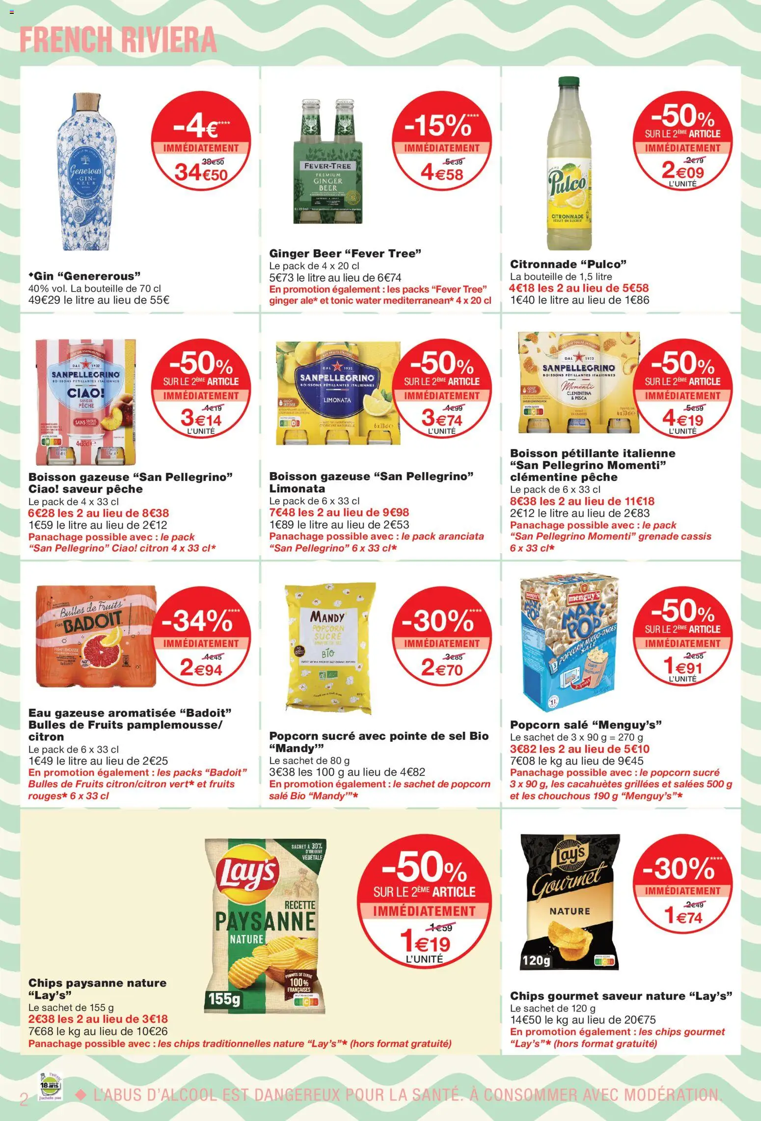 {H1} | Page: 2 | Produits: Cassis, Clémentine, Badoit, Chips