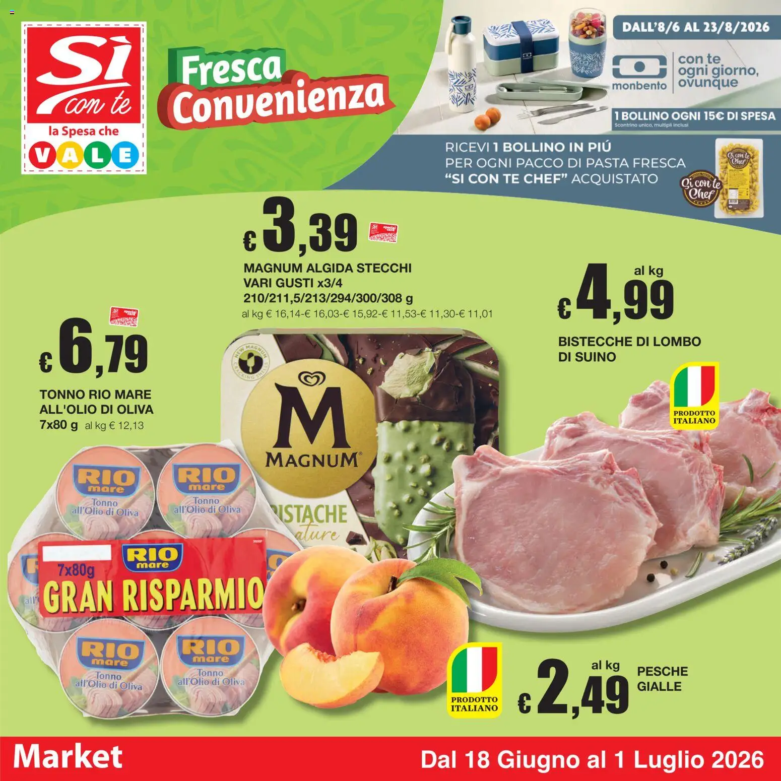 Volantino Sì con Te del 18.06.2026 | Pagina: 1 | Prodotti: Tè, Suino, Pasta, Tonno