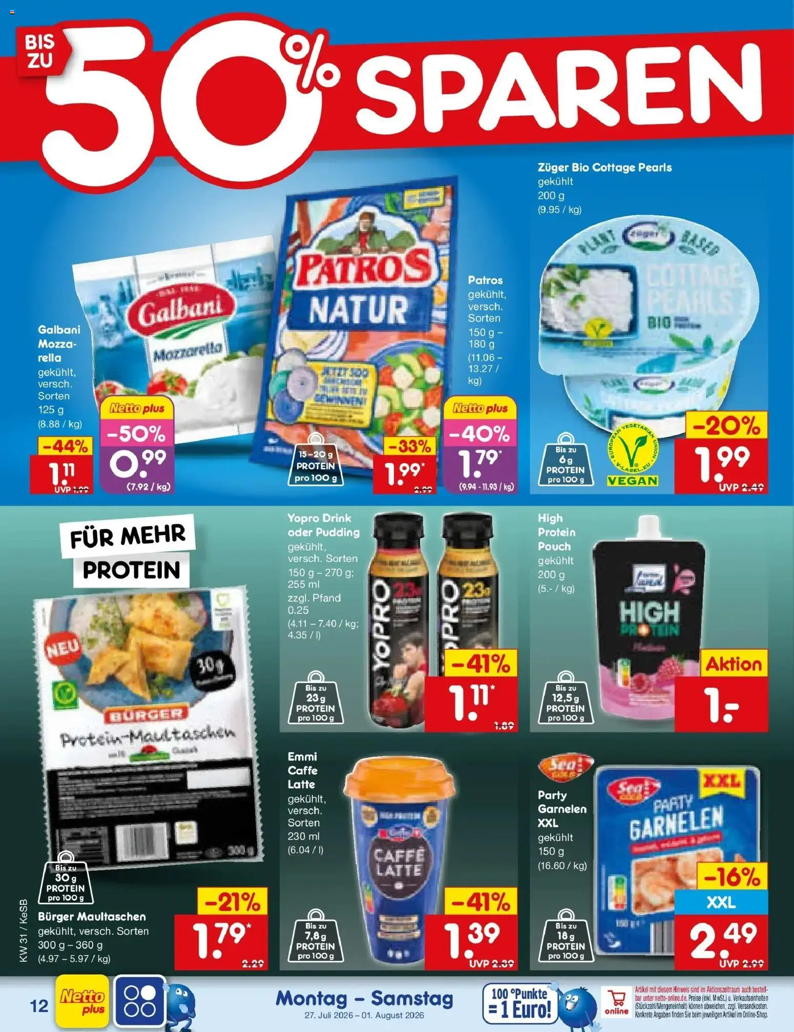 Netto Marken-Discount Prospekt Kruft – gültig ab 27.07.2026 | Seite: 20 | Produkte: Mozzarella, Patros, Pudding, Maultaschen