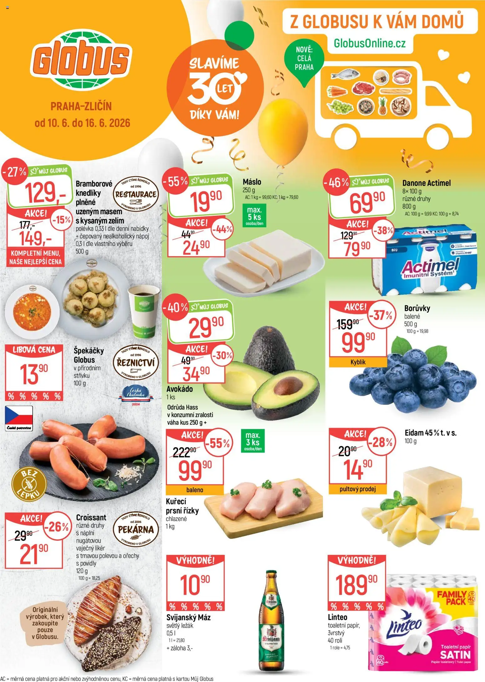 Globus leták - Praha Zličín od 10.06.2026 | Strana: 1 | Produkty: Globus, Eidam, Váha, Avokádo