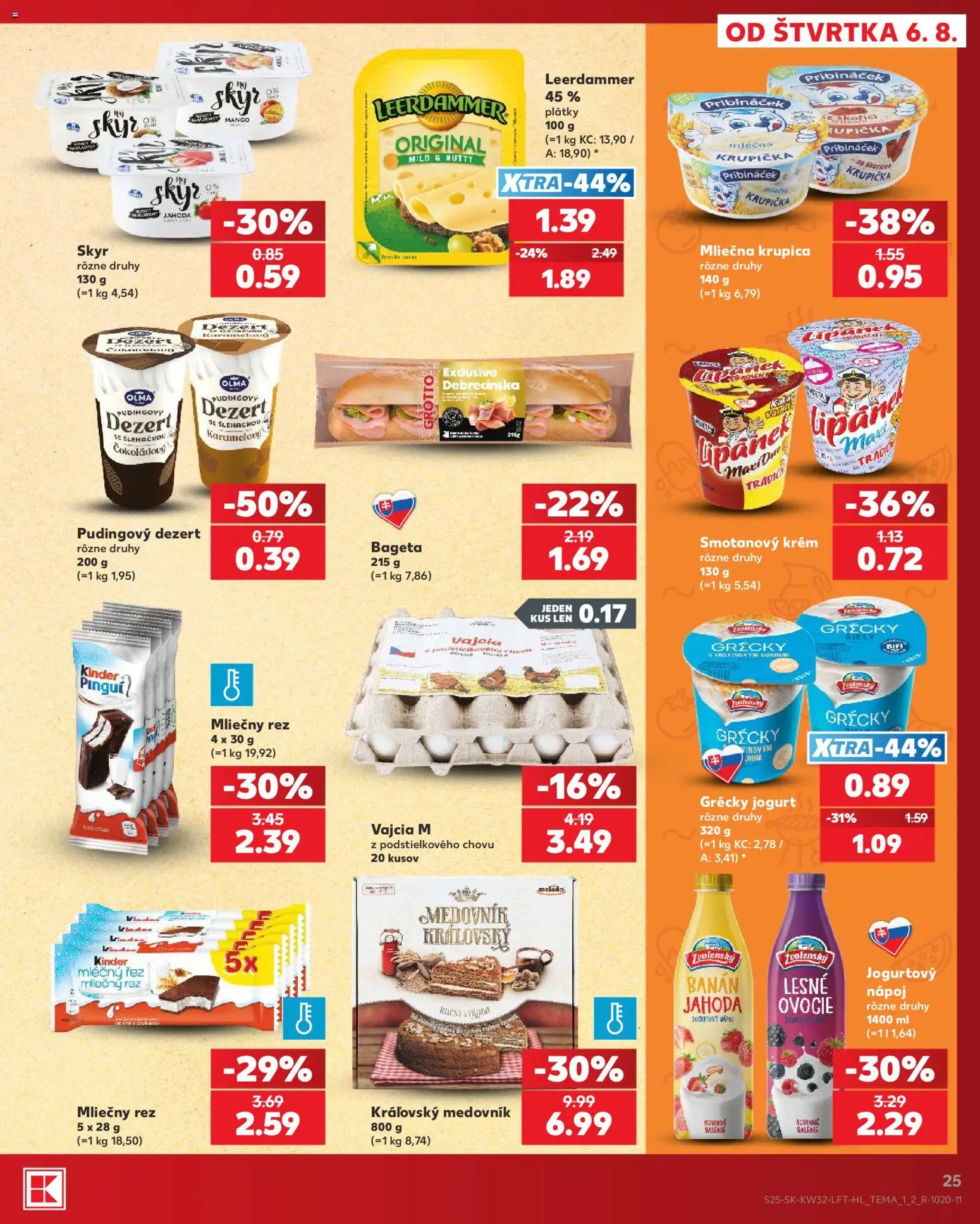 Nové Kaufland akcie – leták je platný od 06.08.2026 | Strana: 25 | Produkty: Vajcia, Kinder, Krém, Ovocie