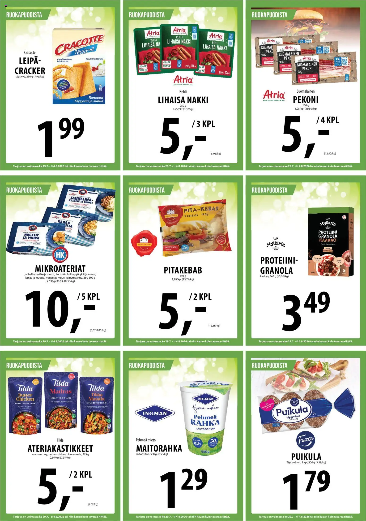 Tuuri tarjoukset – voimassa 29/07/2026 alkaen | Sivu: 28 | Tuotteet: Jauheliha, Nugetit, Leipä, Granola