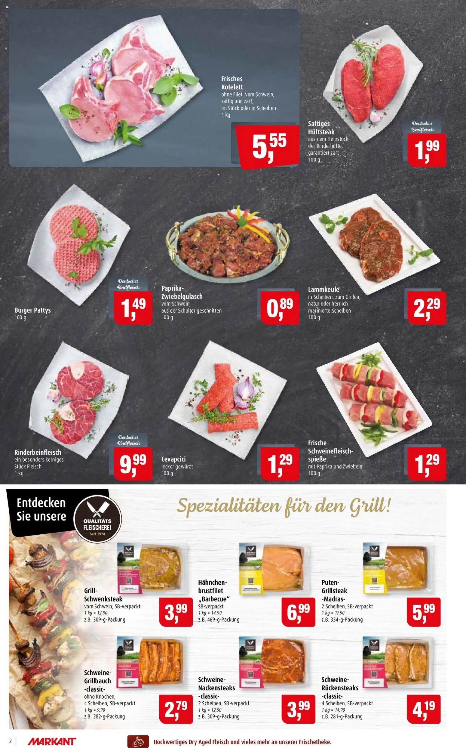Markant Prospekt – gültig ab 22.06.2026 | Seite: 2 | Produkte: Nackensteaks, Hahnchen, Paprika, Fleisch