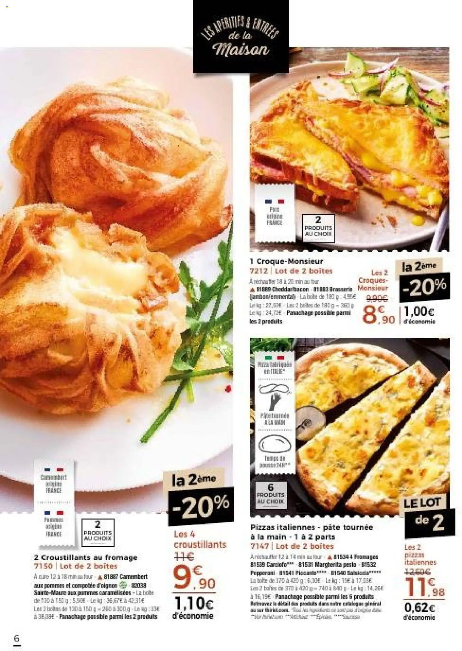 {H1} | Page: 6 | Produits: Pepperoni, Pesto, Pâte, Camembert