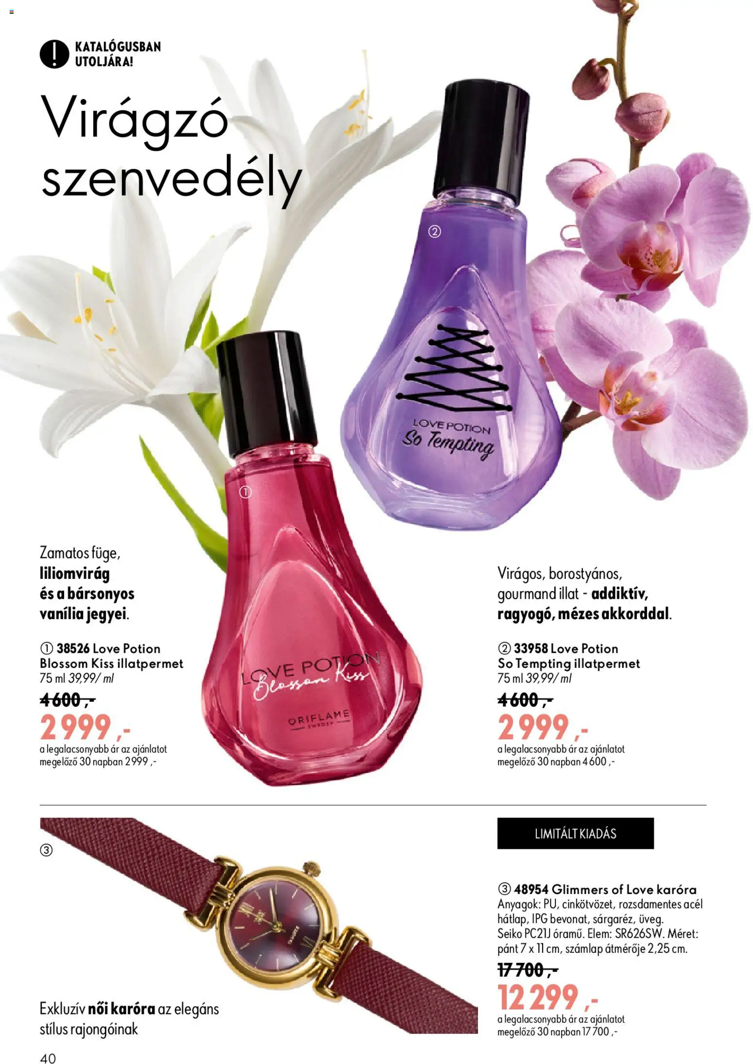 Oriflame akciós ujság - amely érvényes a következő dátumtól: 2026.09.09. | Oldal: 40 | Termékek: Karóra, Üveg, Elem, Só