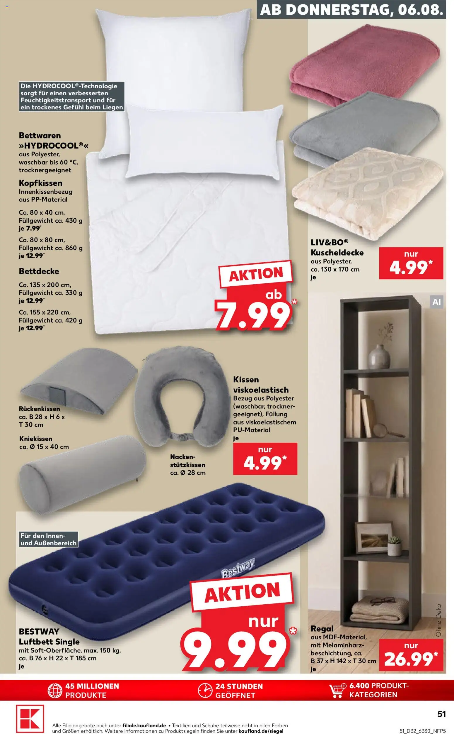 Kaufland Prospekt Kiel – gültig ab 06.08.2026 | Seite: 51 | Produkte: Trockner, Regal, Bettdecke, Kopfkissen