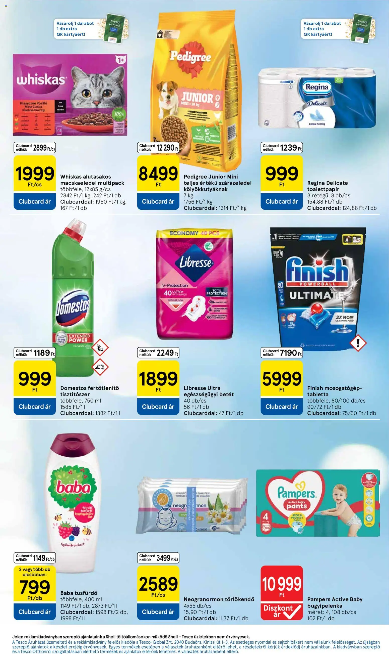 Tesco akciós ujság - amely érvényes a következő dátumtól: 04.06.2026 | Oldal: 7 | Termékek: Pampers, Macskaeledel, Törlőkendő, Tusfürdő