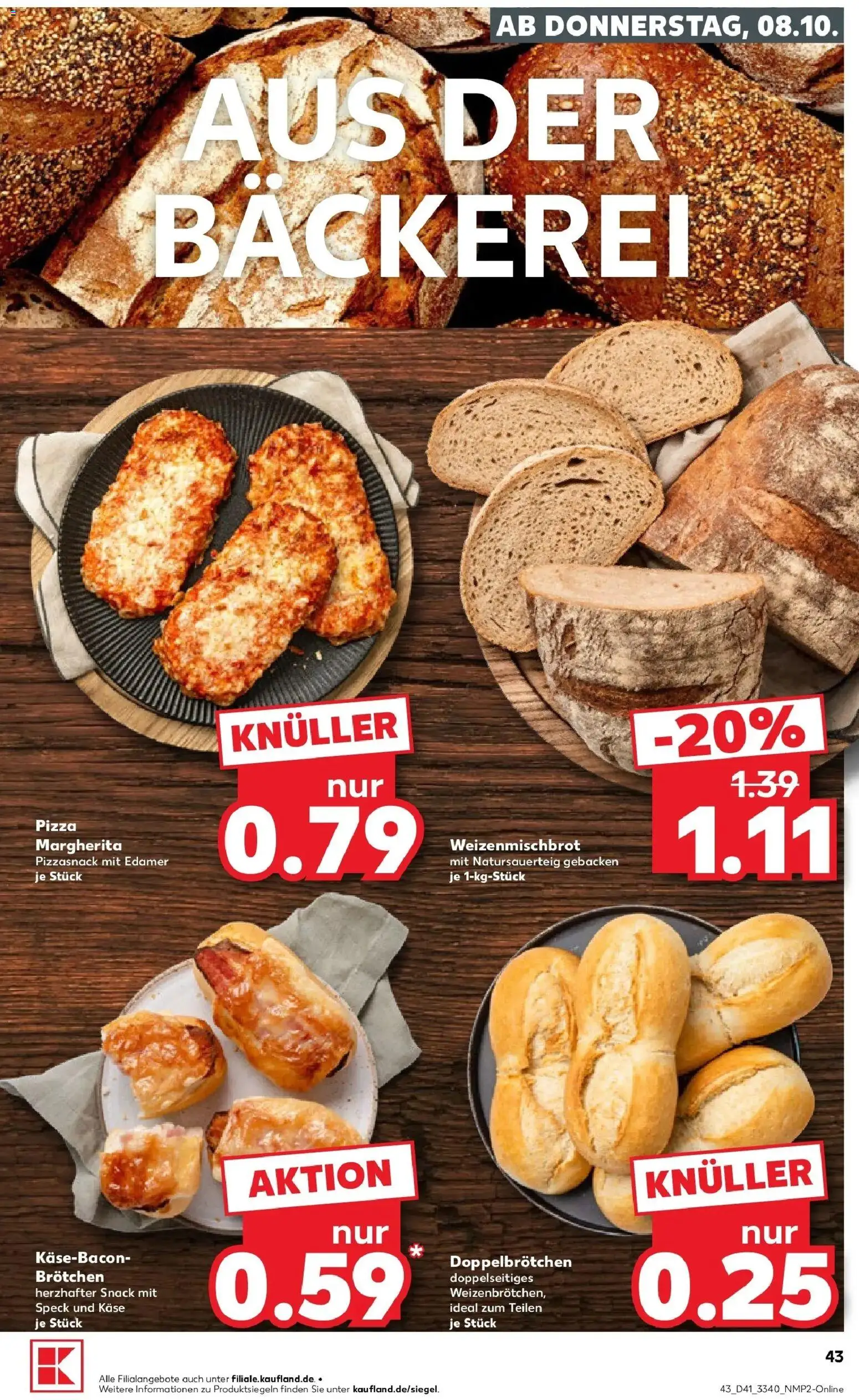 Prospekt Kaufland ab 08.10.2026 » Angebote Online zum Blättern | Seite: 43 | Produkte: Bäckerei, Käse, Edamer, Pizza