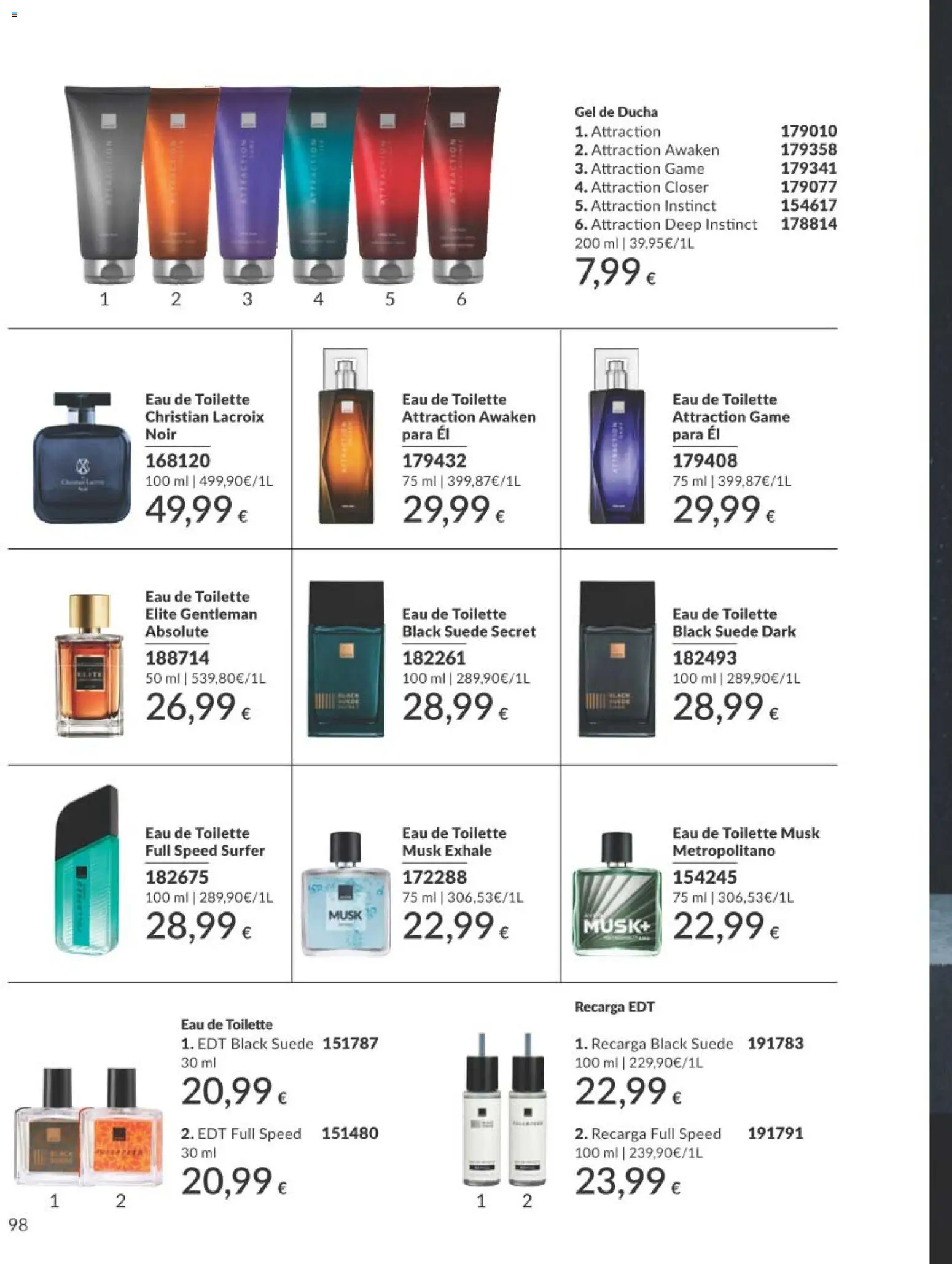 Catálogo AVON campaña 8 │ válido desde el 01/08/2026 | Página: 98 | Productos: Eau de toilette, Gel de ducha, Ducha
