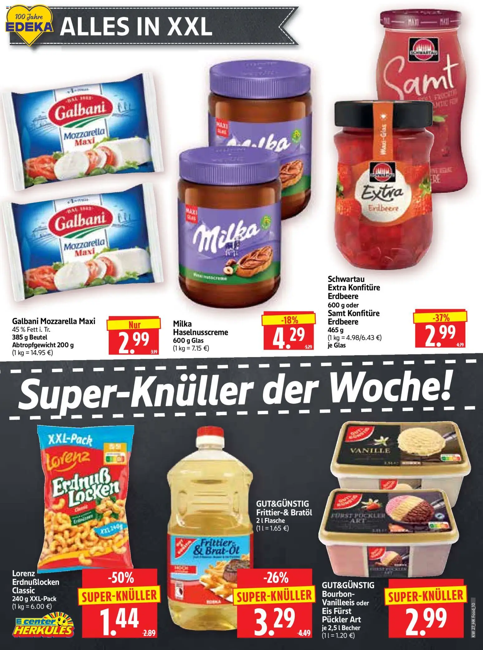 HERKULES Prospekt – gültig ab 29.06.2026 | Seite: 10 | Produkte: Mozzarella, Milka, Bourbon, Schwartau extra